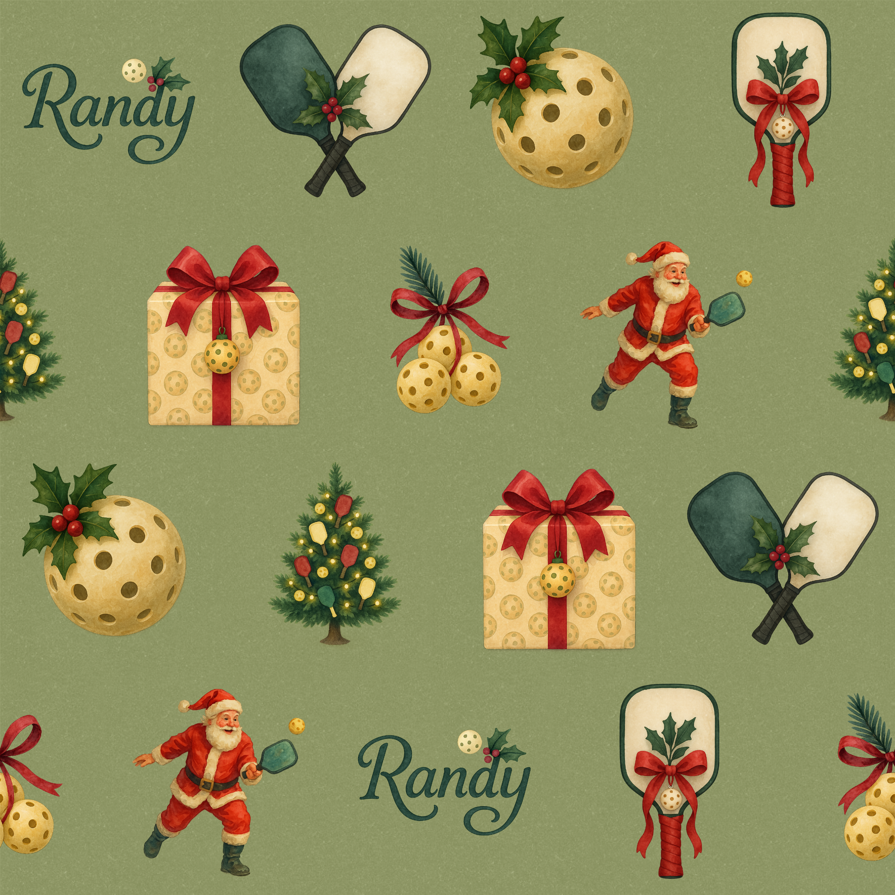 Personalizable Pickleball Christmas Gift Wrap - Nostalgic Holiday Sport - Photo 2