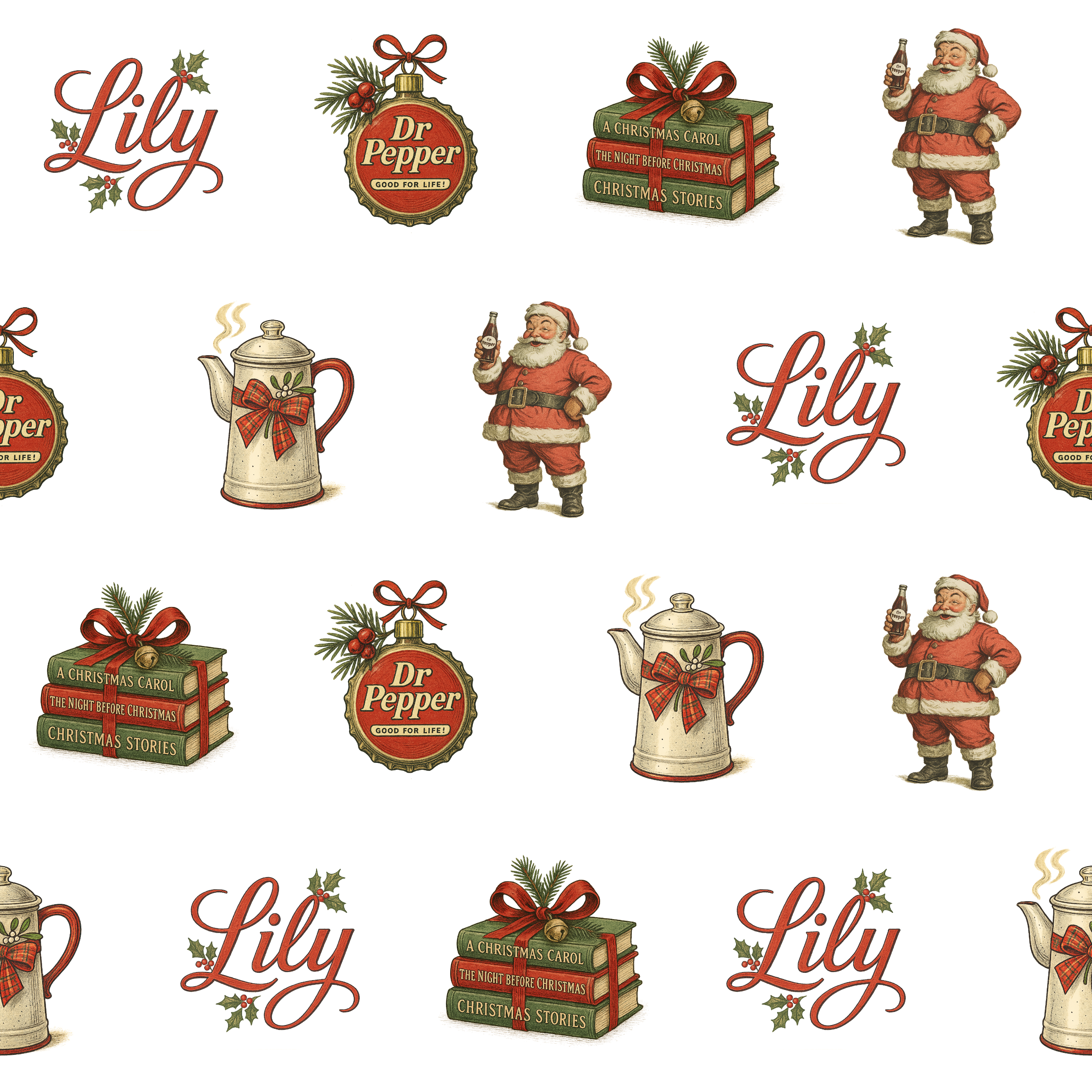 Dr Pepper Christmas Wrapping Paper - Vintage Santa & Holly Style - Photo 2