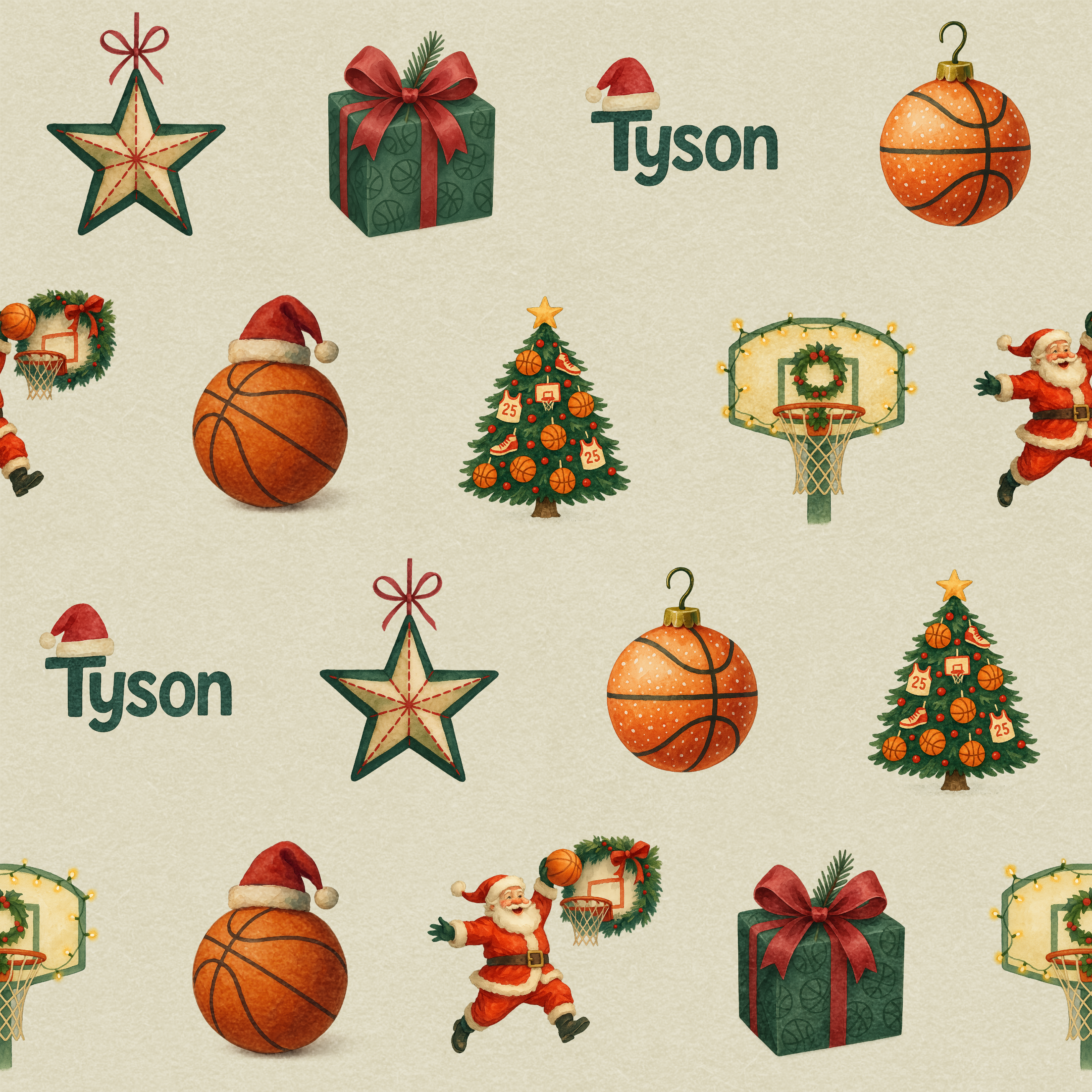 Basketball Christmas Gift Wrap - Santa Slam Dunk Custom Design - Photo 2