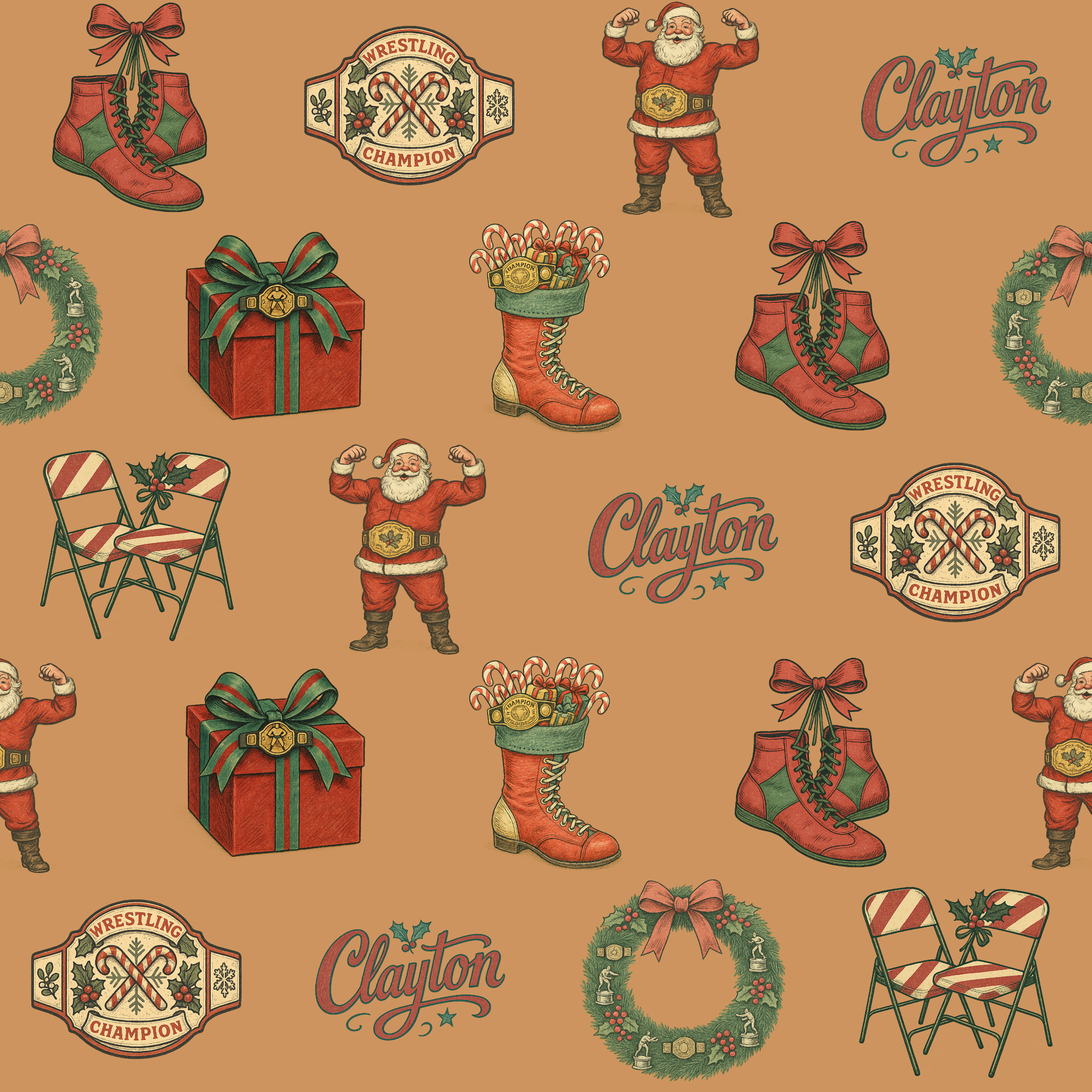 Holiday Wrestling Gift Wrap - Santa's Champion Ring Festive Paper - Photo 2