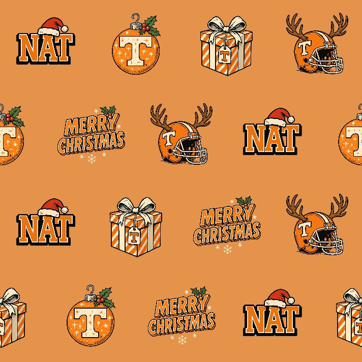 Christmas Football Fan Wrap - Retro Orange & White Personalizable Gift Paper - Photo 2