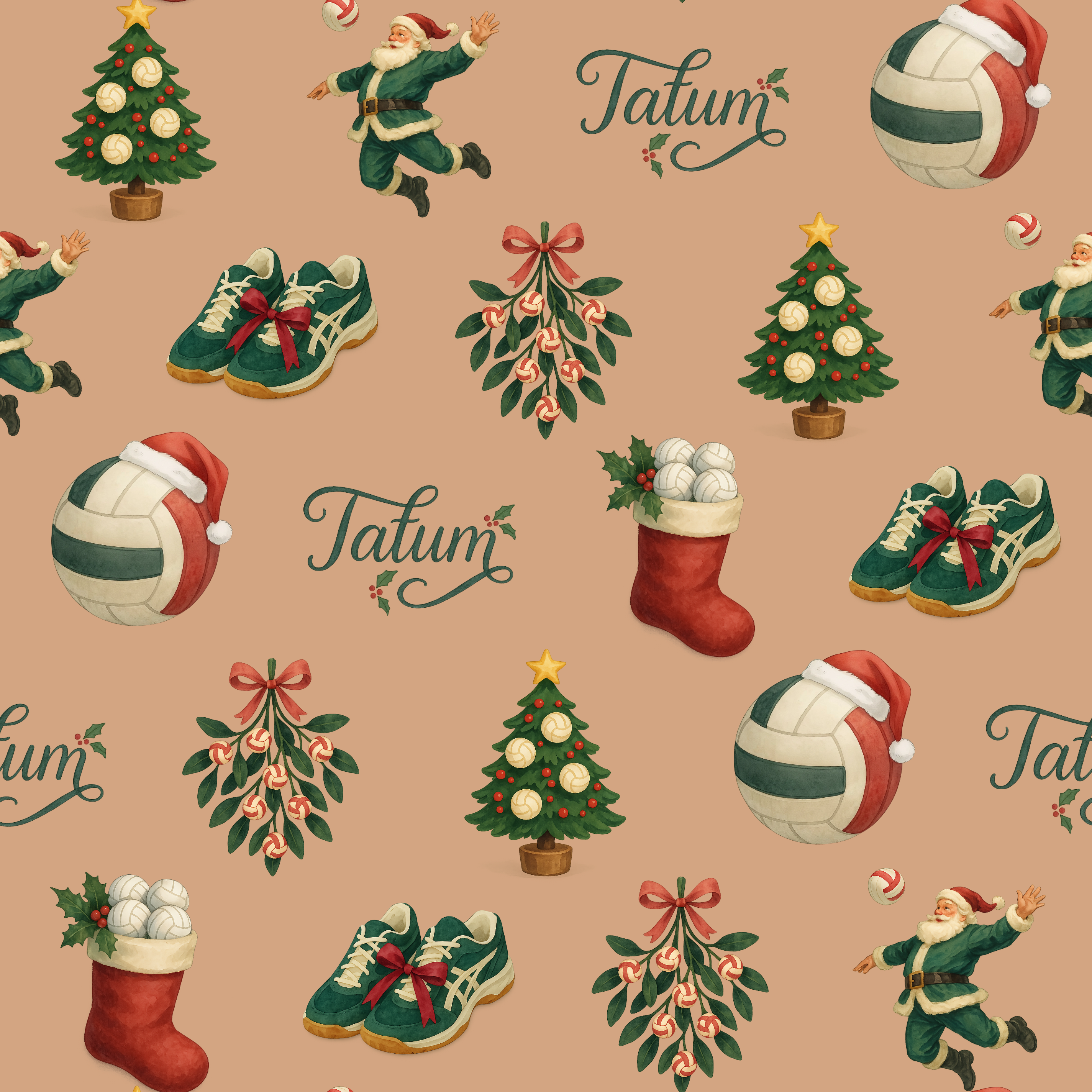 Festive Santa Spikes Volleyball Gift Wrap - Custom Christmas Celebration - Photo 2