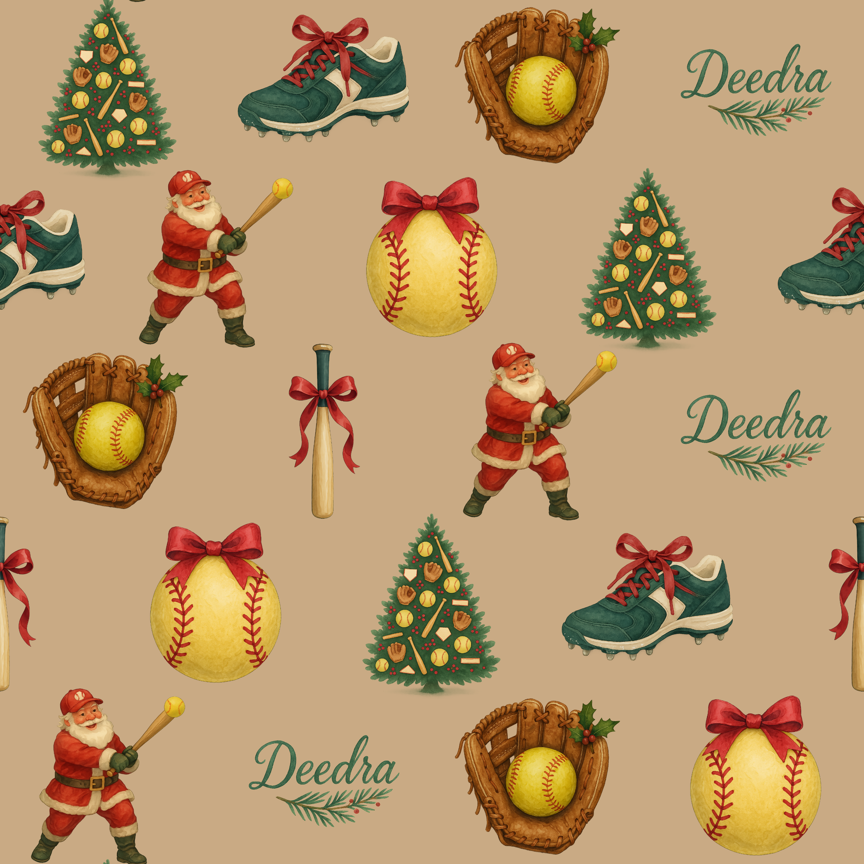 Softball Christmas Wrapping Paper - Nostalgic Holiday Sports Theme - Photo 2