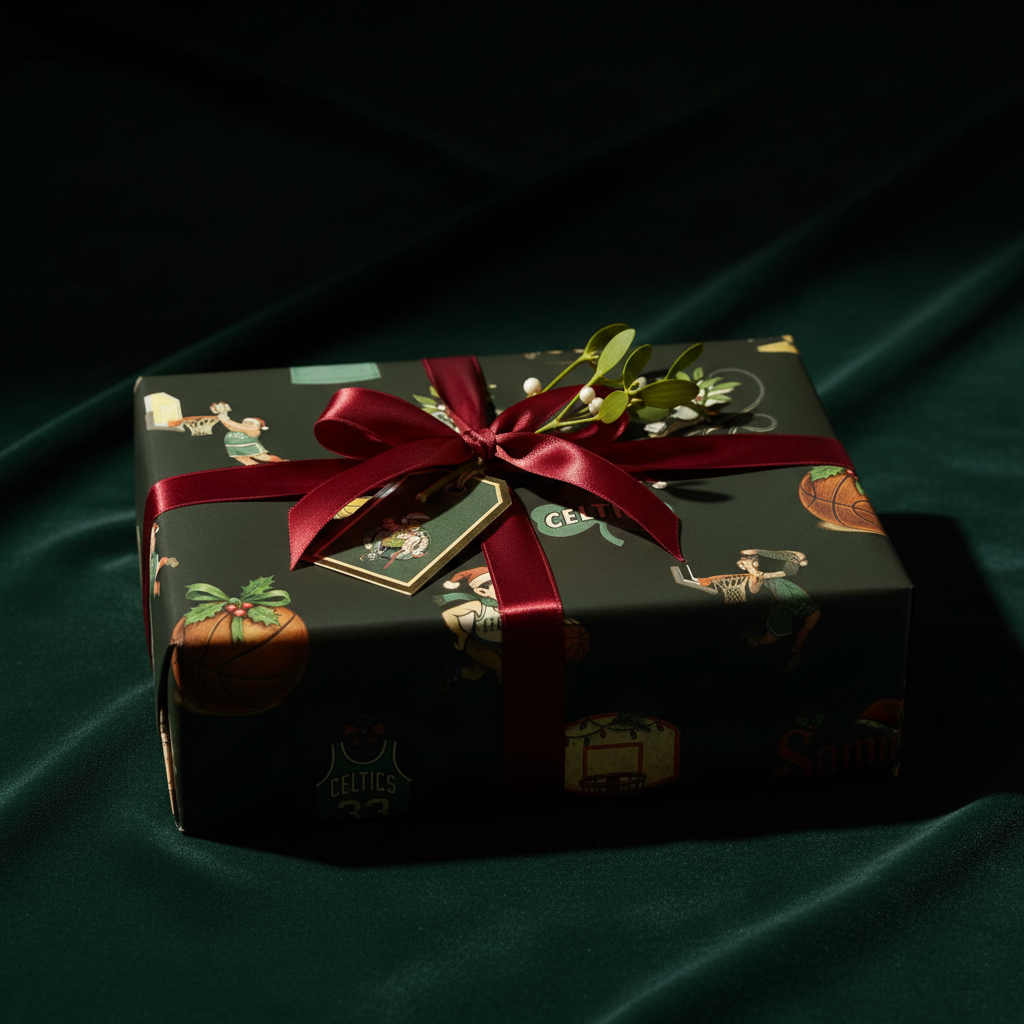 Boston Celtics Holiday Gift Wrap - Retro Basketball Illustration - Photo 8