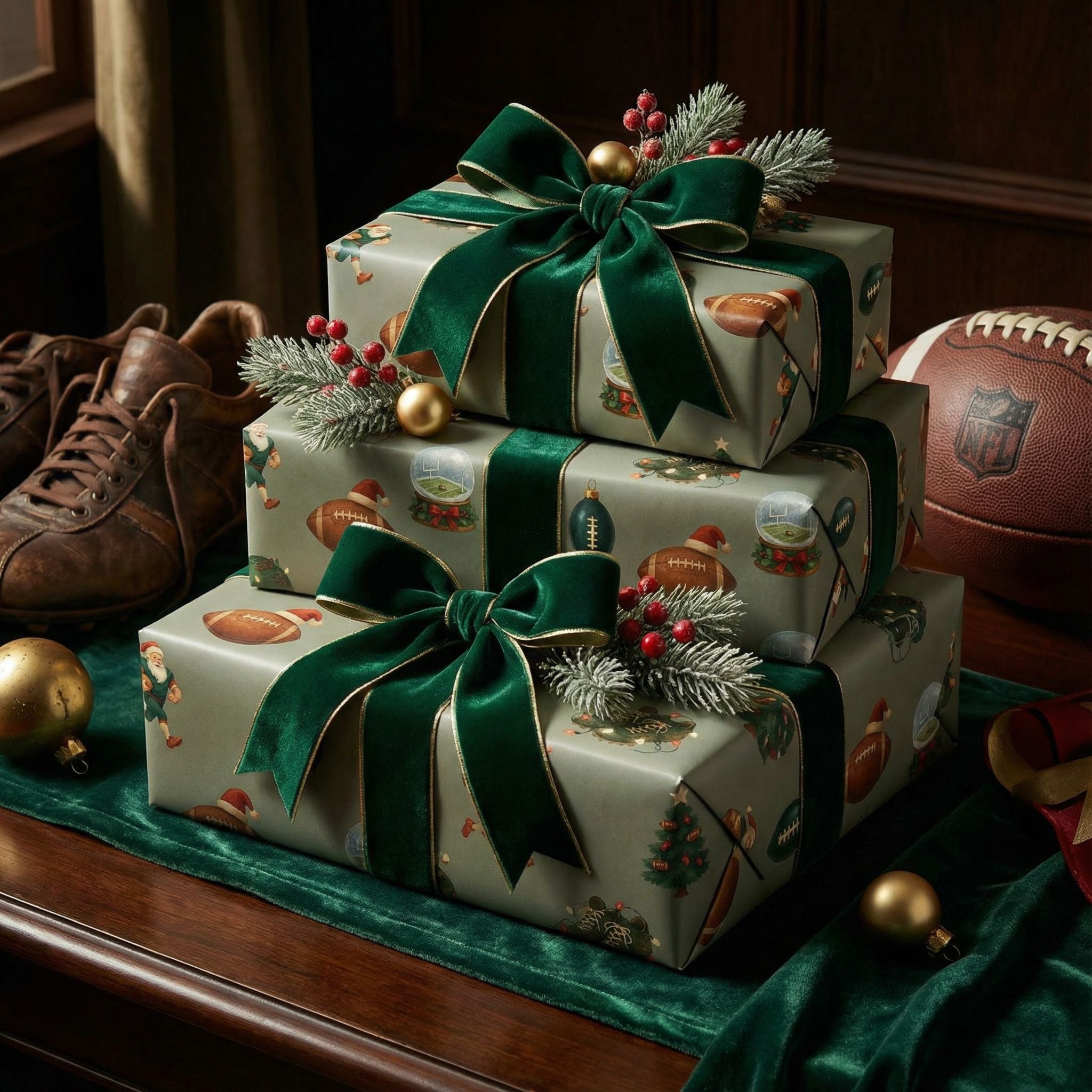 Christmas Football Fan Gift Wrap - Festive Sports Holiday Design - Photo 4