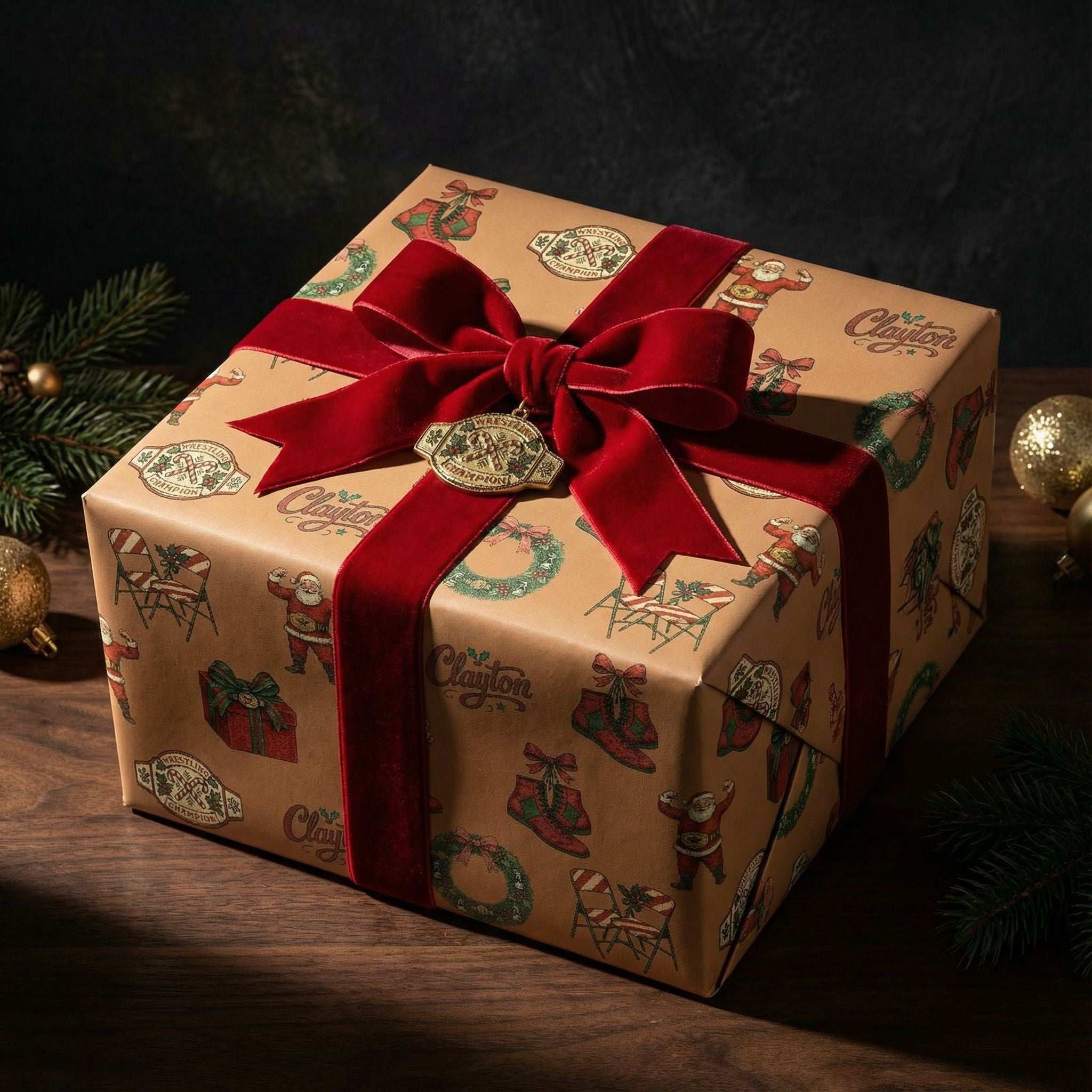 Holiday Wrestling Gift Wrap - Santa's Champion Ring Festive Paper - Photo 4