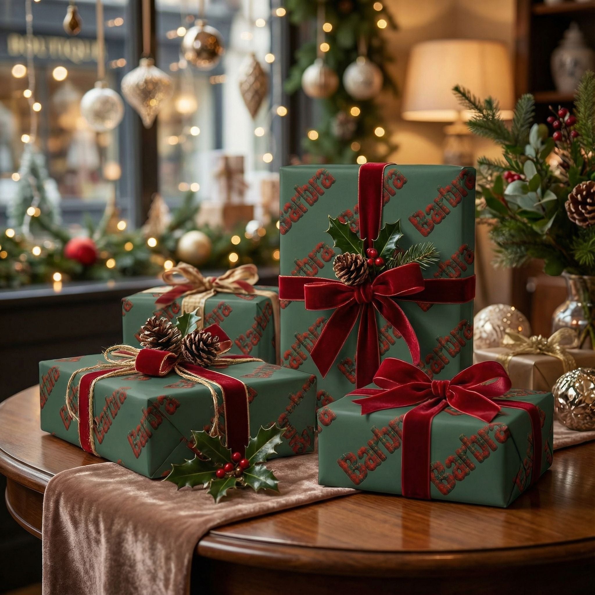 Personalizable Plaid Christmas Wrapping Paper - Chunky Name Design - Photo 6