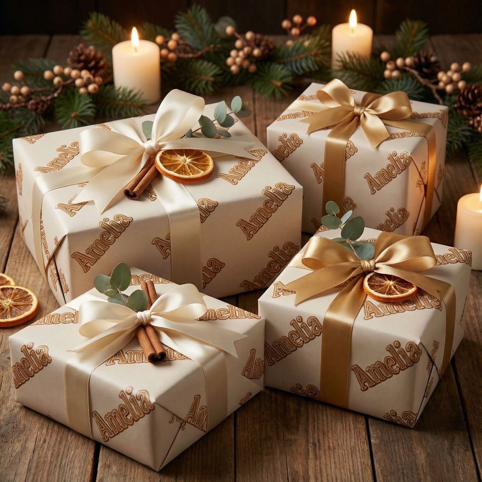 Gingerbread Script Christmas Wrap - Add Your Name Custom Design - Photo 11