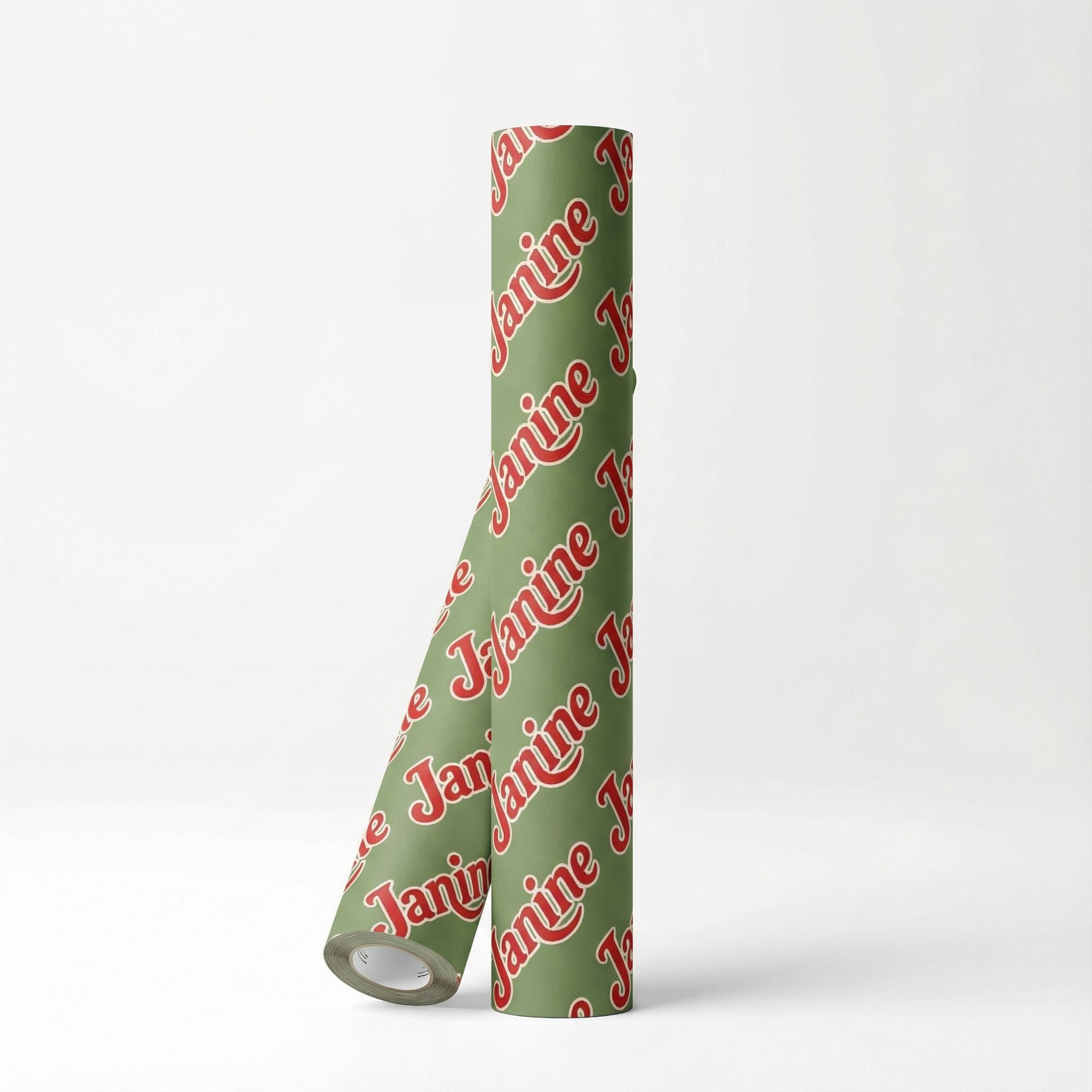 Custom Name Holiday Gift Wrap - Festive Green & Red Personalizable - Photo 5