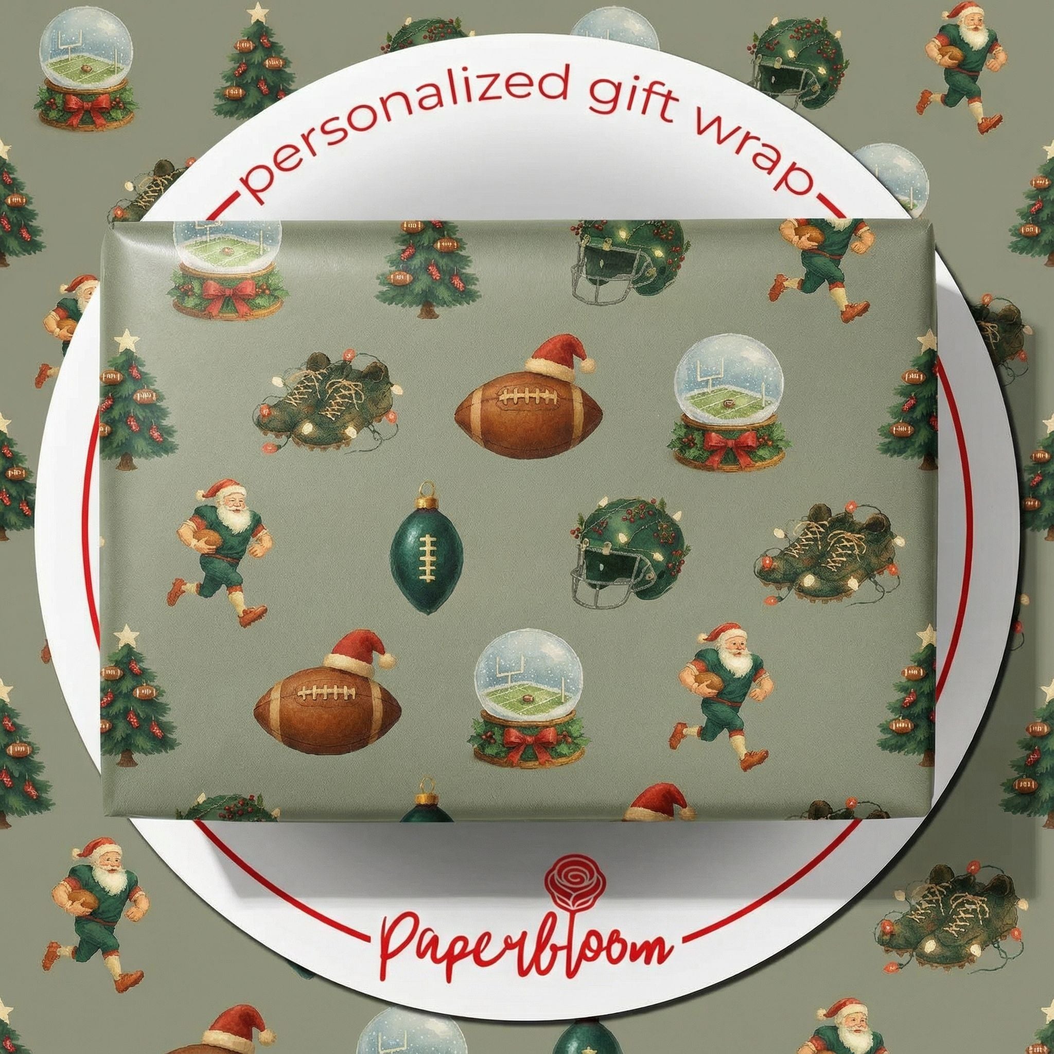 Christmas Football Fan Gift Wrap - Festive Sports Holiday Design - Photo 1