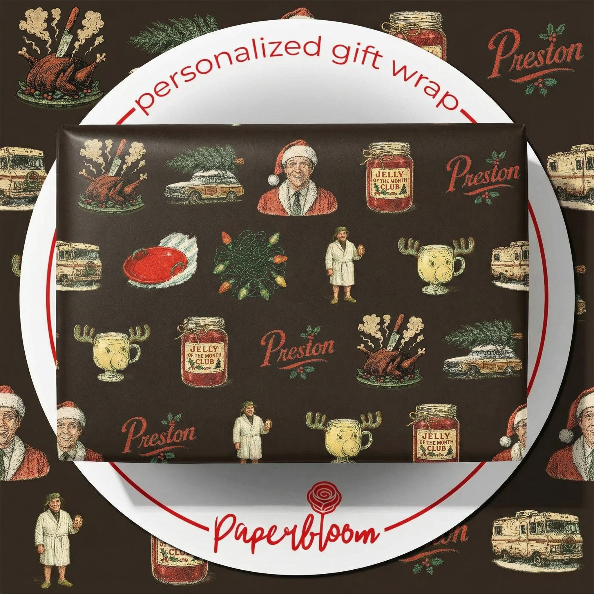 Premium Christmas Paper - Classic Winter Scenes Pattern - Add Your Name - Photo 1