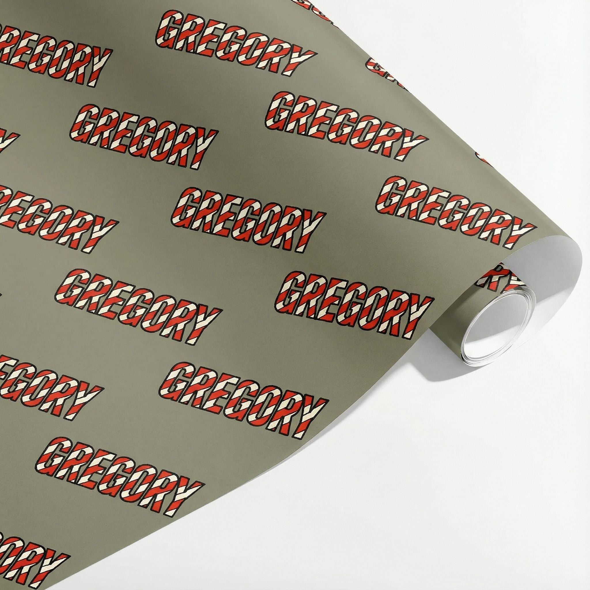 Personalizable Christmas Wrapping Paper - Bold Striped Name Design - Photo 3