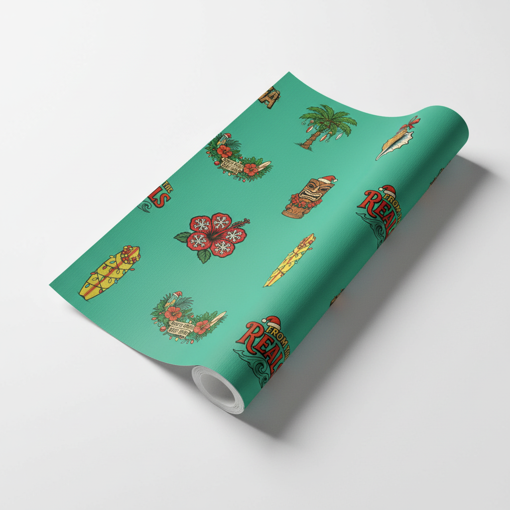 Christmas Wrapping Paper - Retro Hawaiian Surf Shop Design - Photo 2