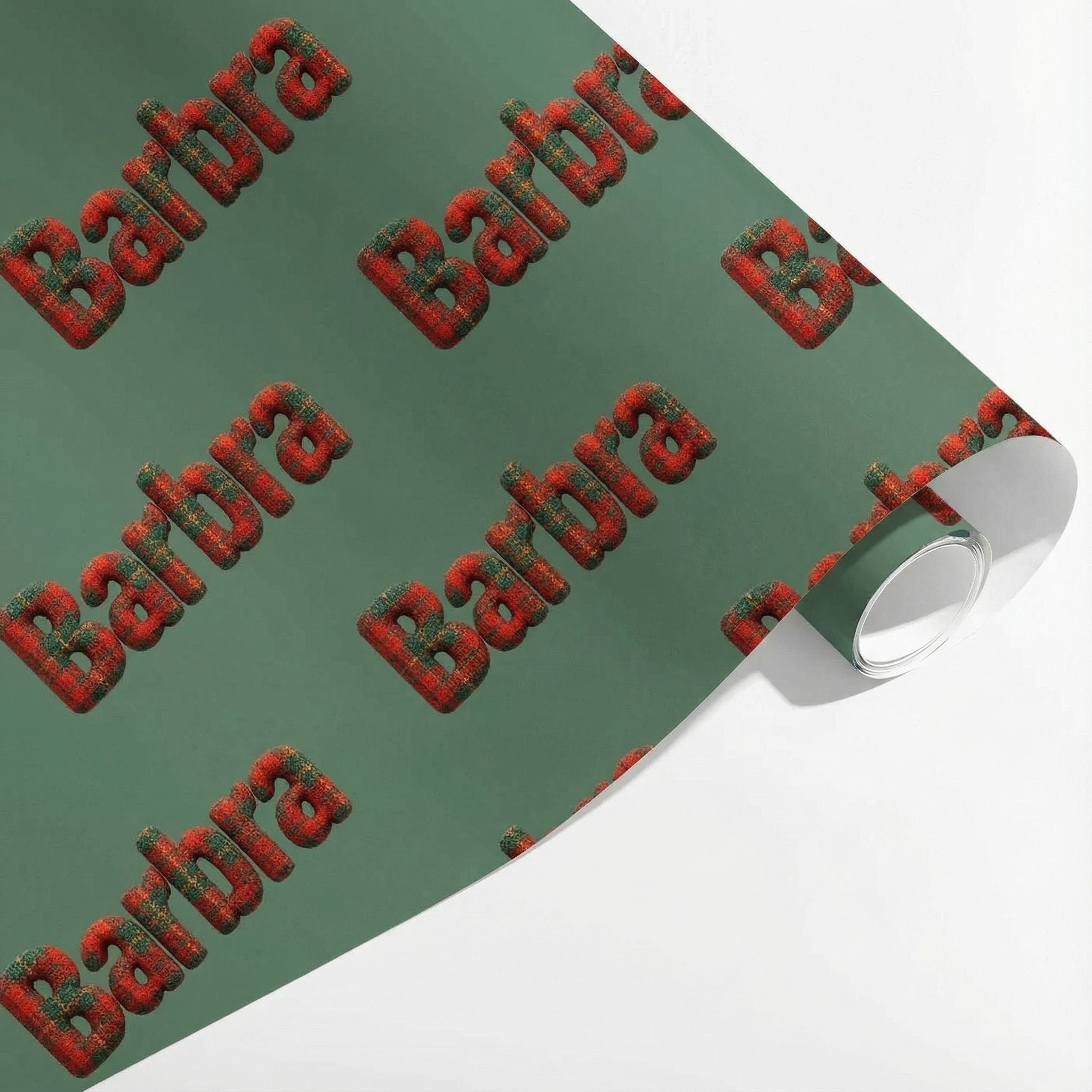 Personalizable Plaid Christmas Wrapping Paper - Chunky Name Design - Photo 3