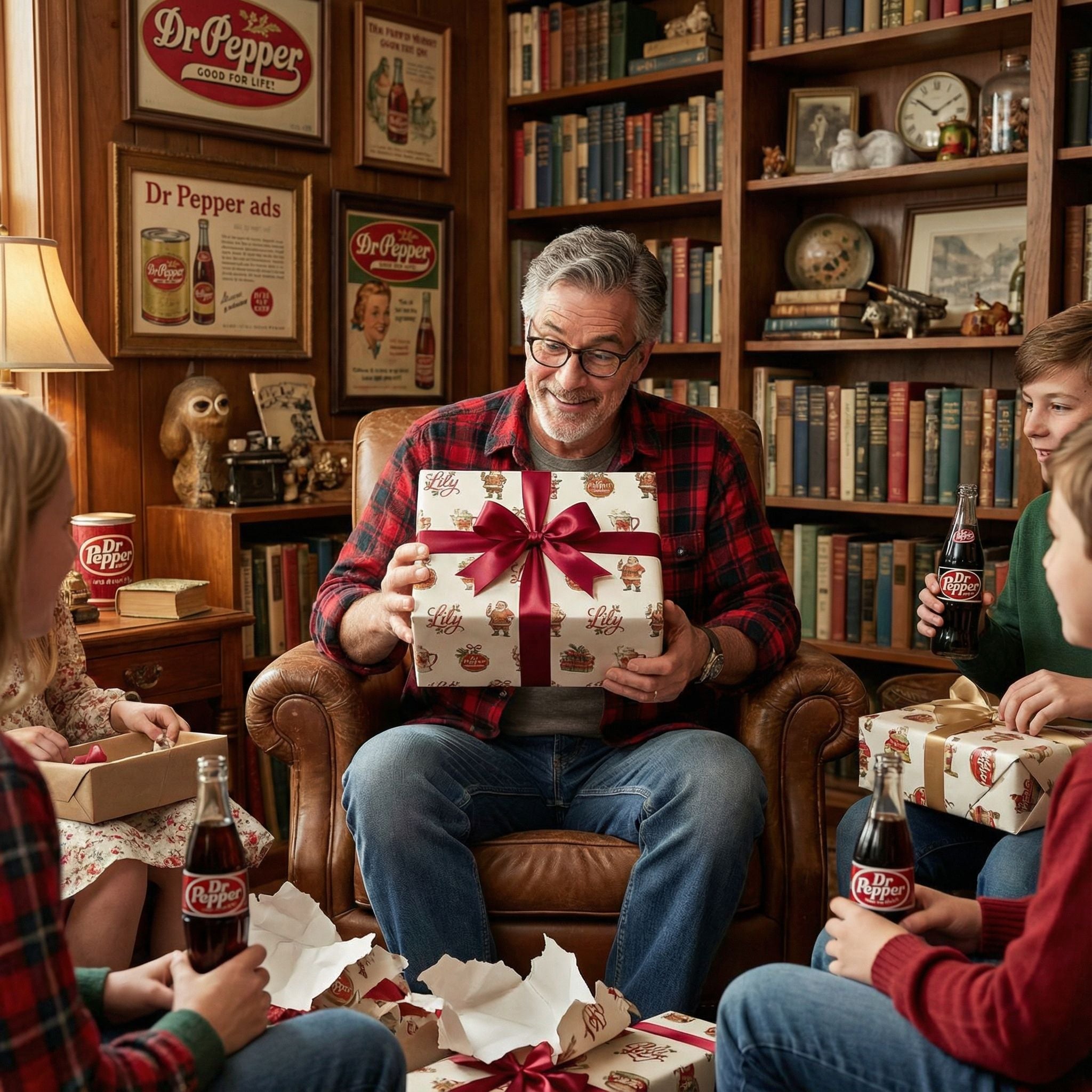 Dr Pepper Christmas Wrapping Paper - Vintage Santa & Holly Style - Photo 4