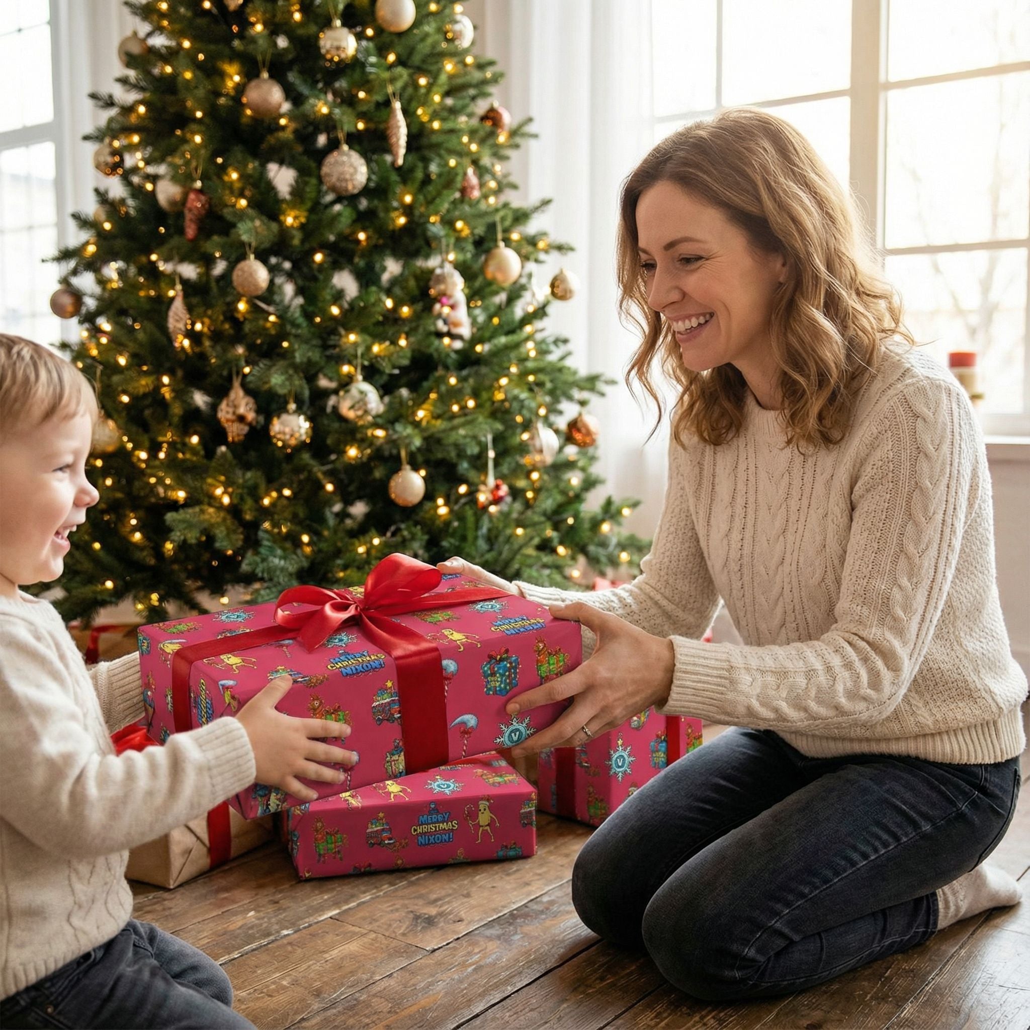 Personalizable Christmas Battle Royale Wrapping Paper - Whimsical Loot Design - Photo 4