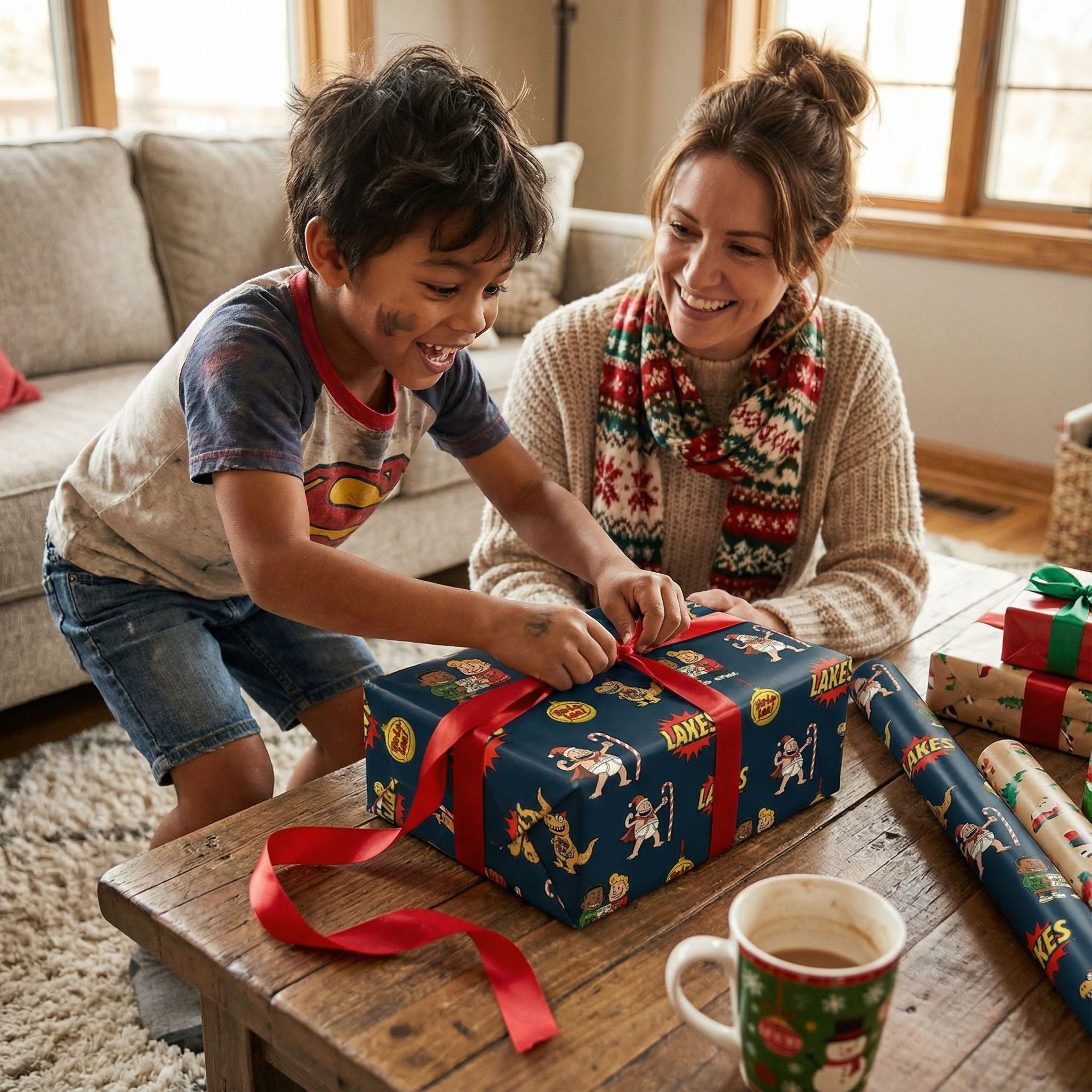 Retro Comic Hero Christmas Wrapping Paper - Action-Packed Festive Design - Photo 4