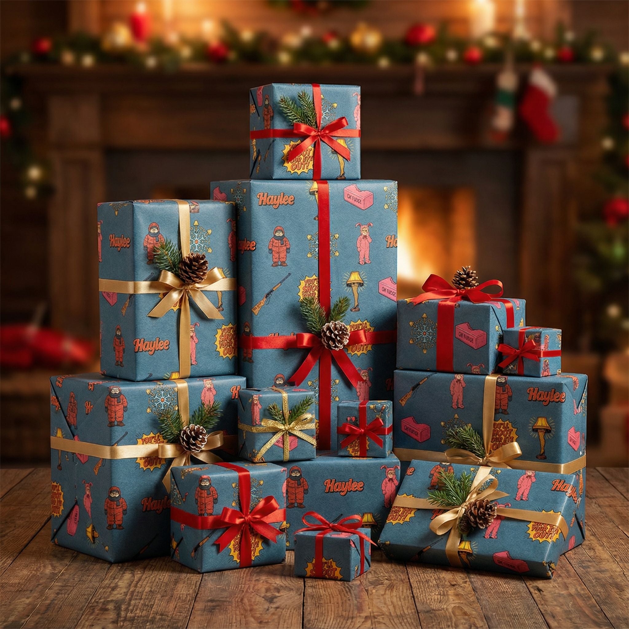 Custom Christmas Gift Paper - Vintage Comic Style Festive Delights - Photo 4