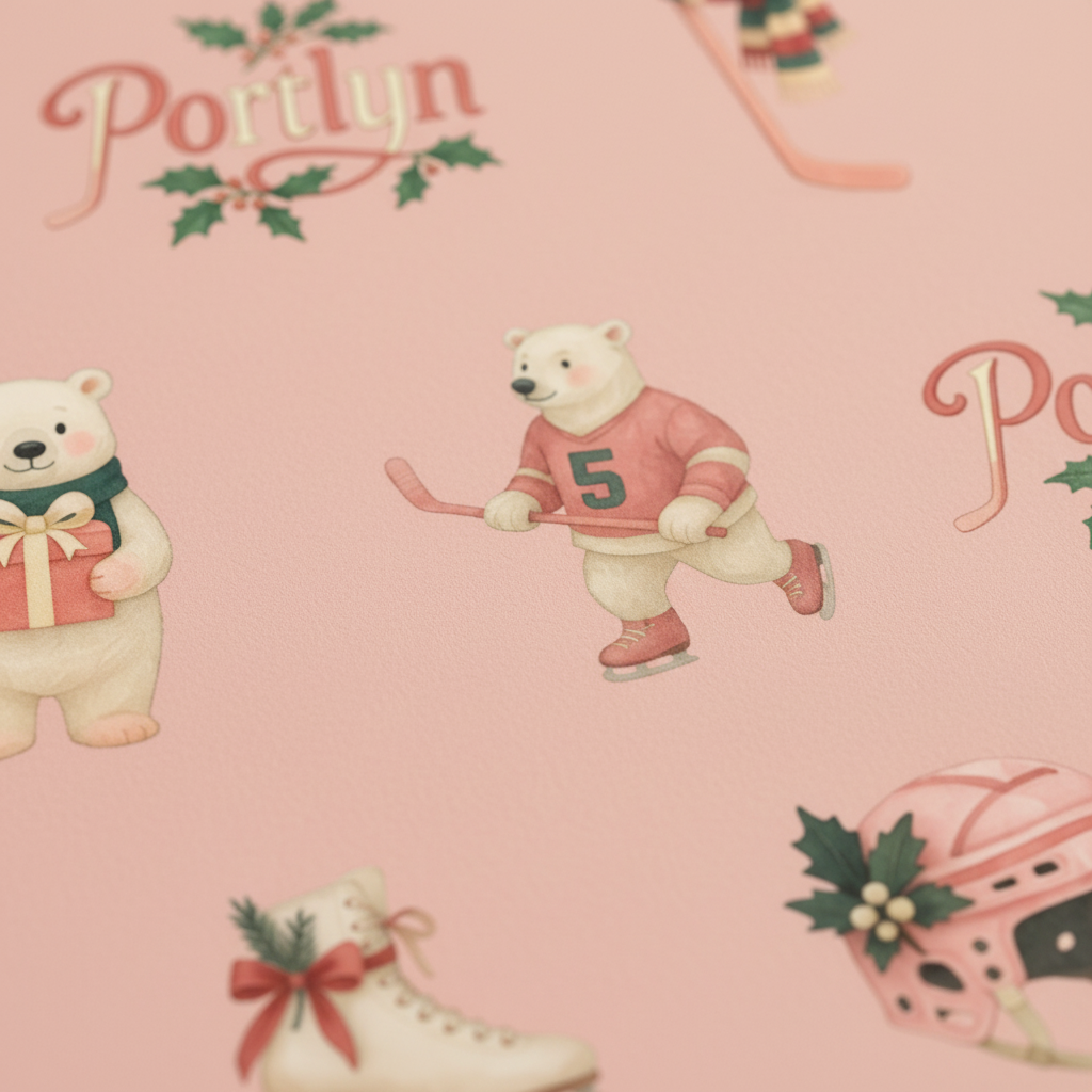 Pink Hockey Christmas Wrapping Paper - Polar Bear Delight - Photo 7