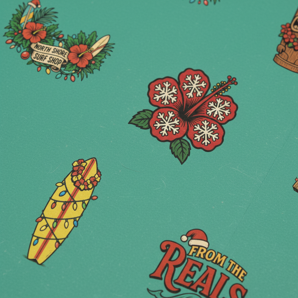 Christmas Wrapping Paper - Retro Hawaiian Surf Shop Design - Photo 3