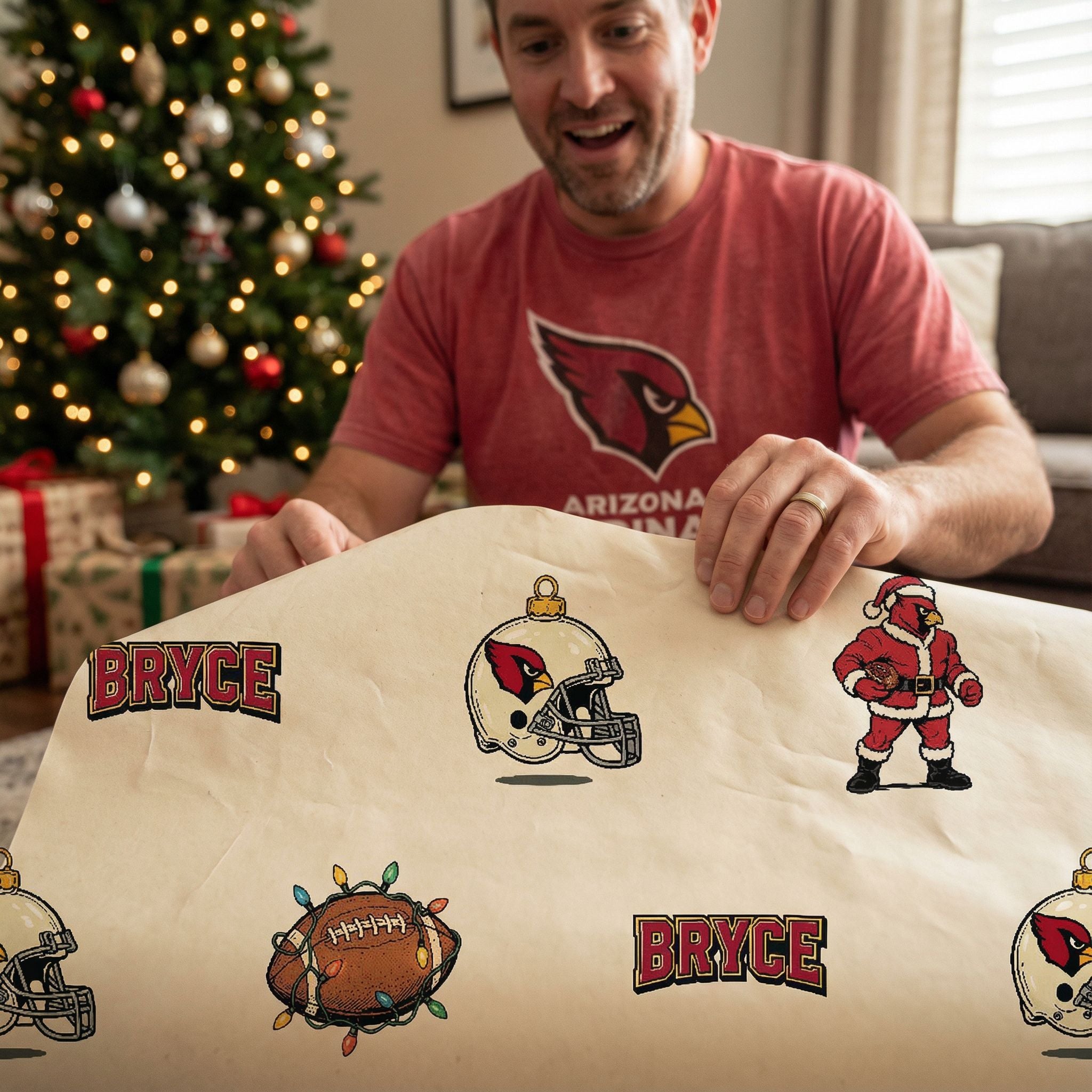 Christmas Gridiron Wrap - Retro Bird Mascot Football Design - Photo 4