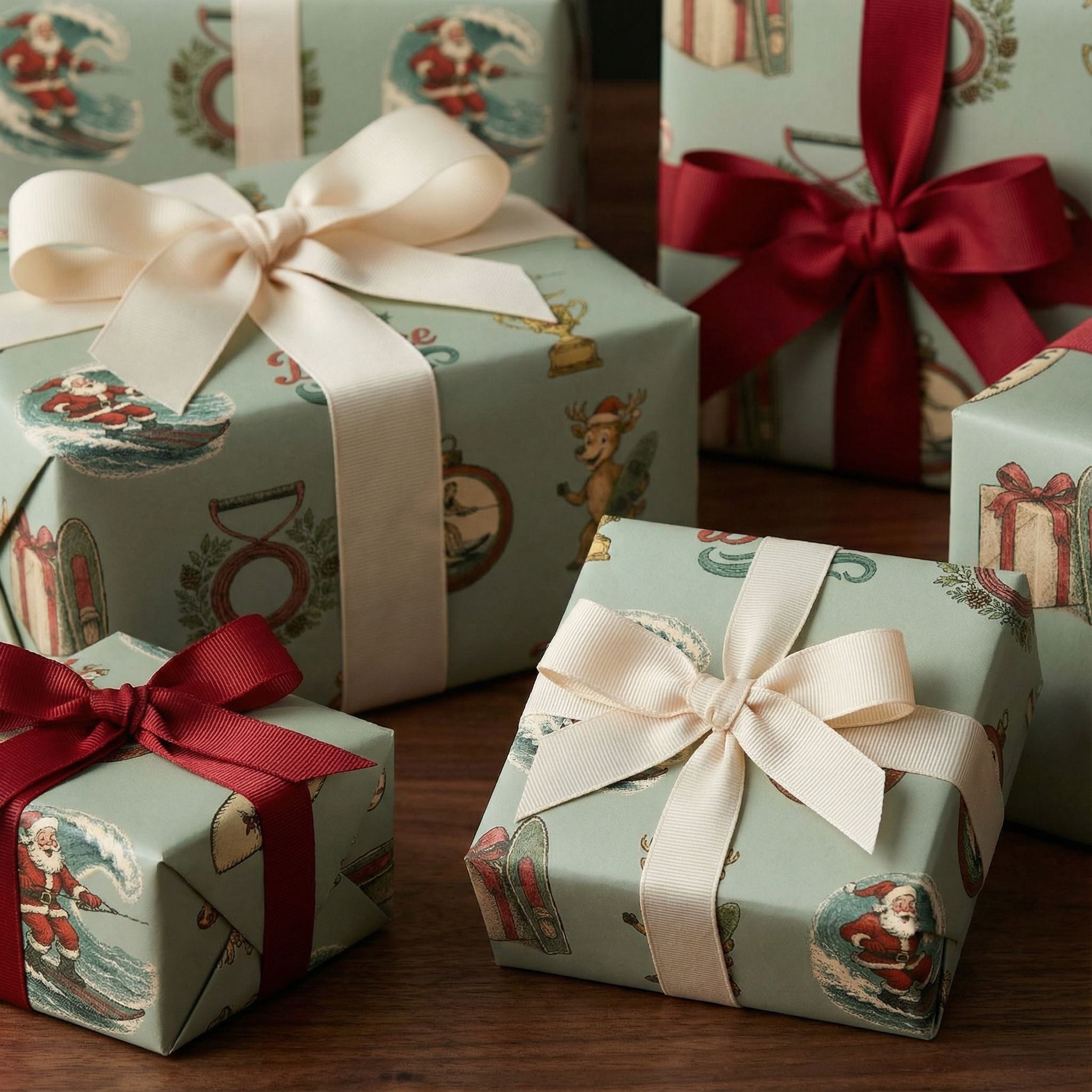 Unique Watersports Christmas Wrap - Retro Illustration Custom Design - Photo 3