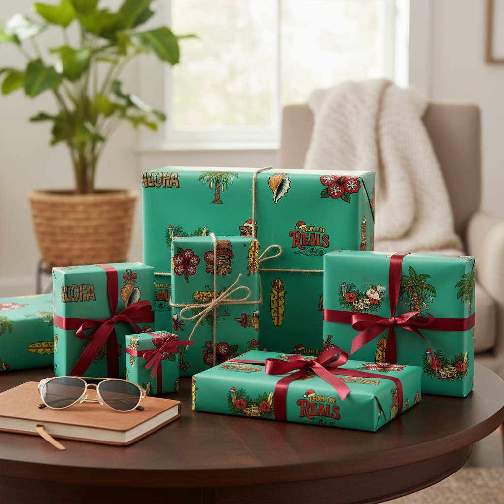 Christmas Wrapping Paper - Retro Hawaiian Surf Shop Design - Photo 5