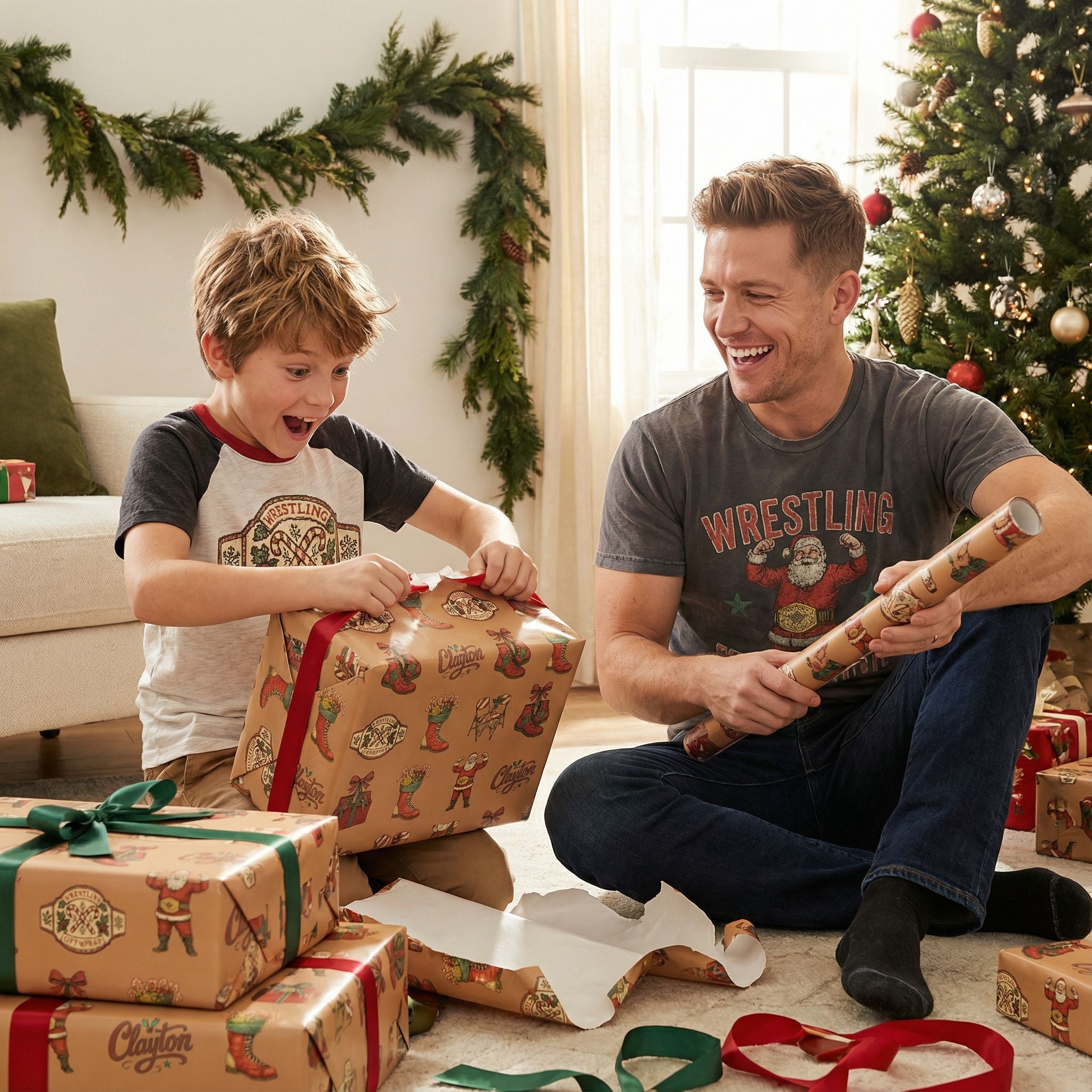 Holiday Wrestling Gift Wrap - Santa's Champion Ring Festive Paper - Photo 5