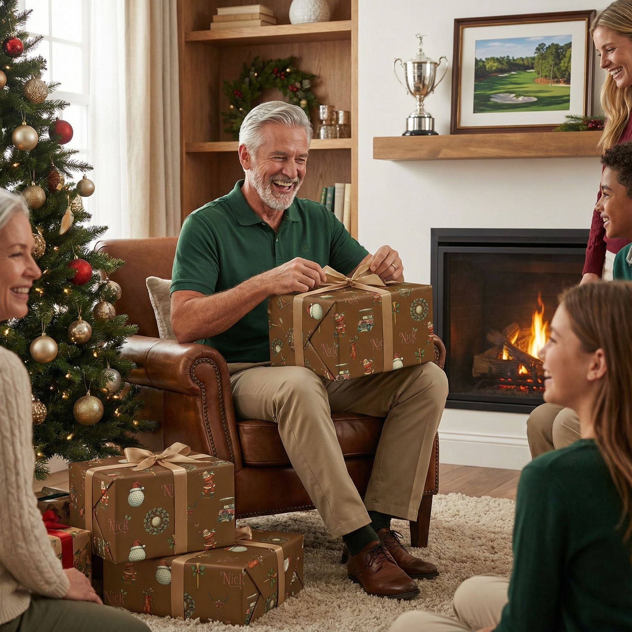 Santa's Golf Game Christmas Wrap - Vintage Style Custom Paper - Photo 5