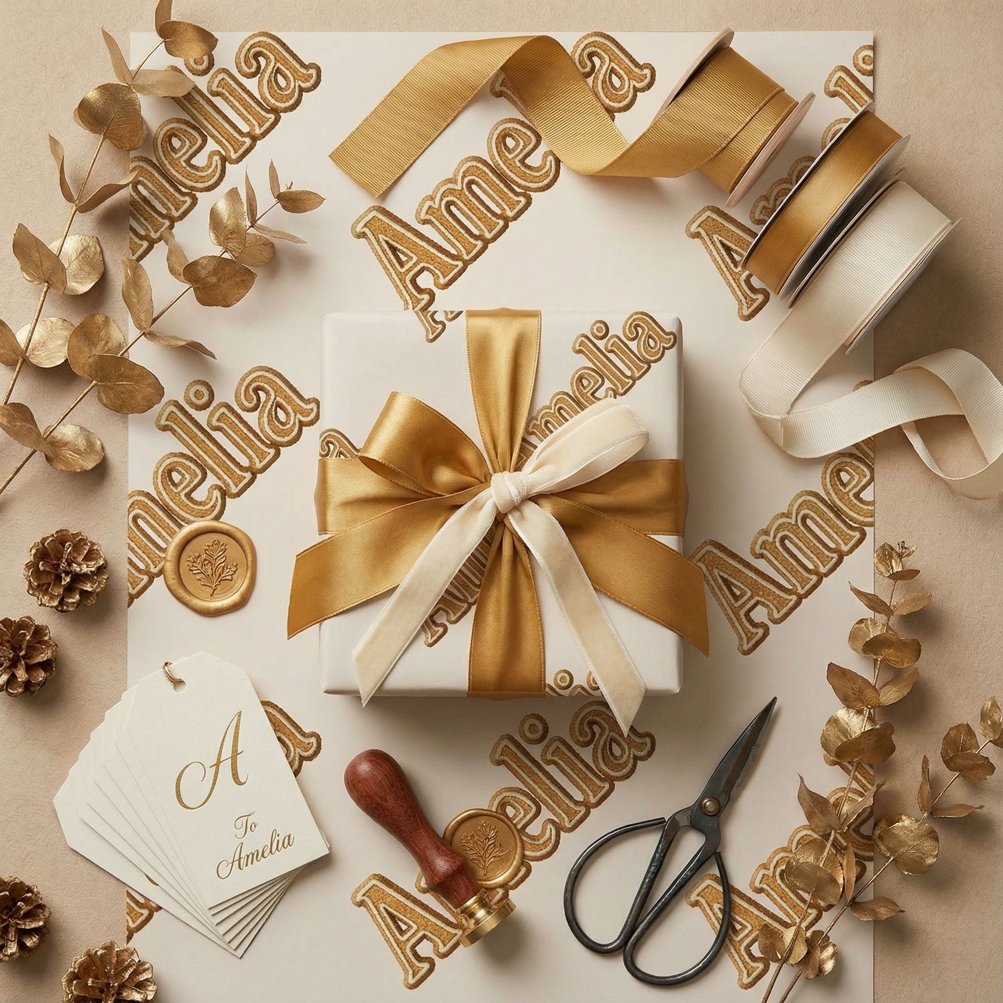 Gingerbread Script Christmas Wrap - Add Your Name Custom Design - Photo 9