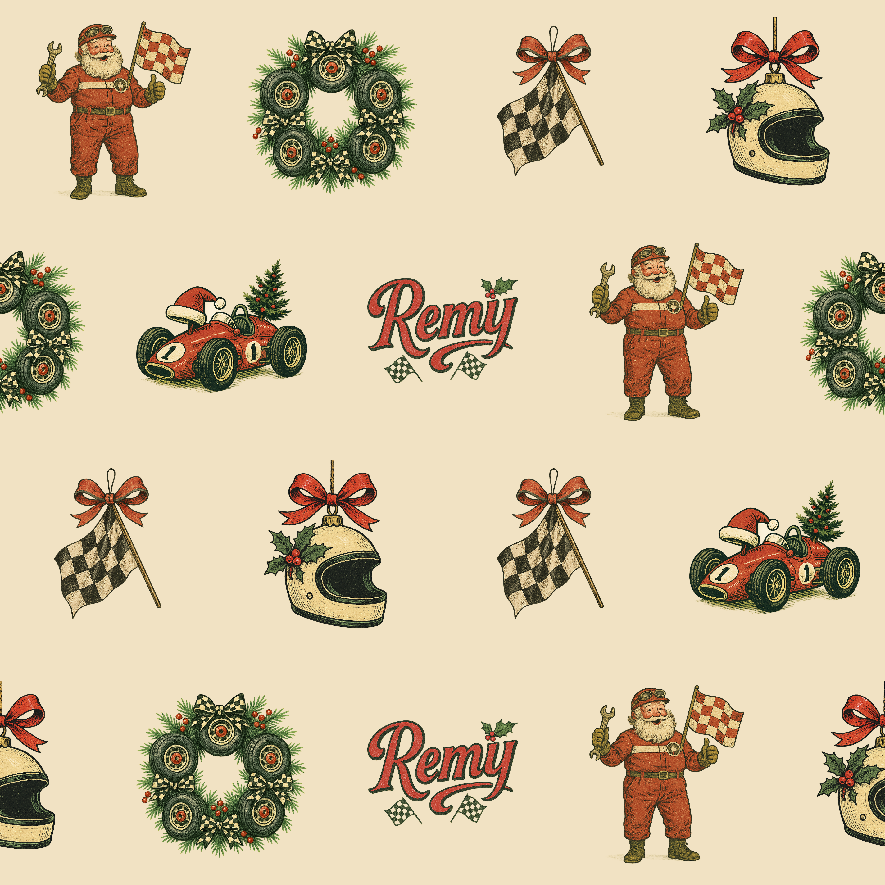 Holiday Race Car Gift Wrap - Classic Christmas Motorsport Style - Photo 1
