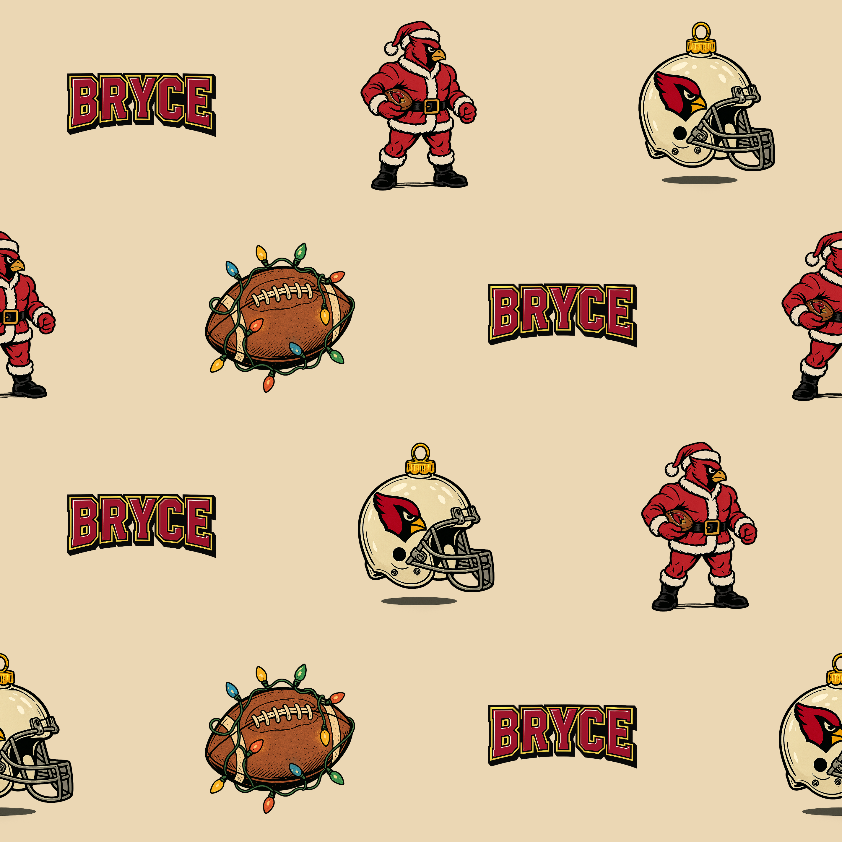 Christmas Gridiron Wrap - Retro Bird Mascot Football Design - Photo 1