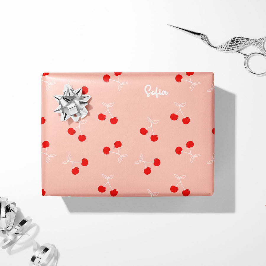 Cherry Much wrapping paper — wrapped gift with bow