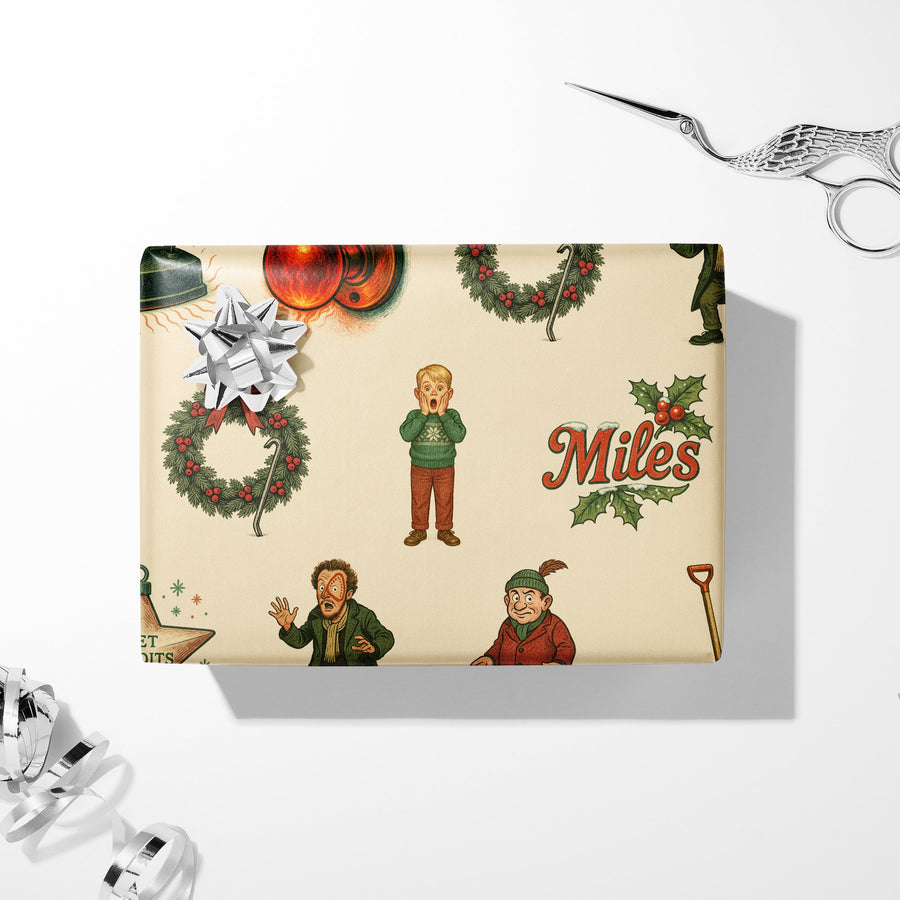 Clever Kid Holiday Surprise Wrap - Bumbling Characters Christmas Paper