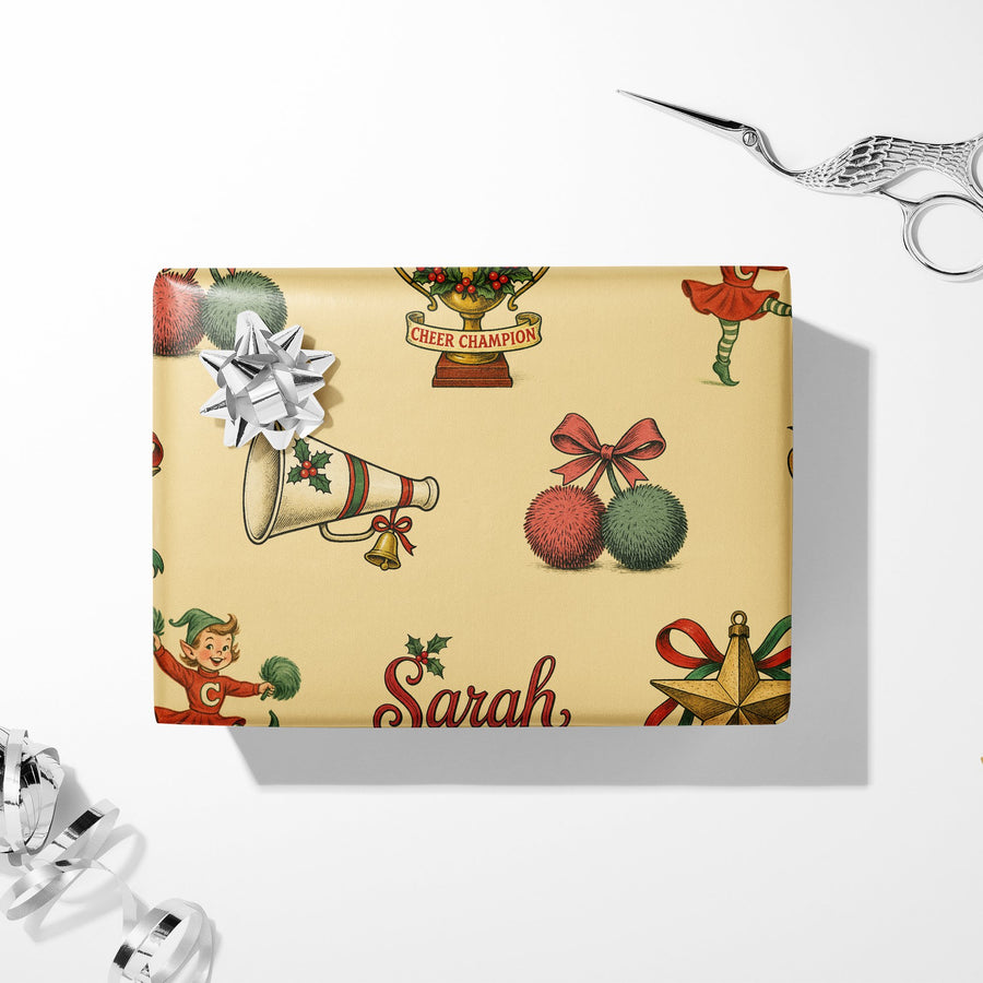 Personalizable Vintage Christmas Cheer Wrapping Paper