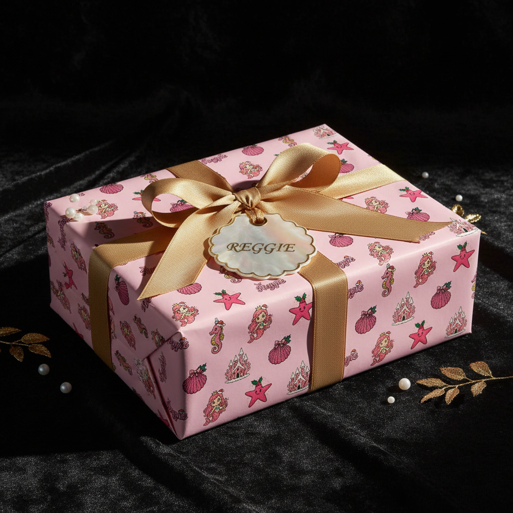 Personalizable Pink Mermaid Christmas Gift Wrap - Retro Princess - Photo 9
