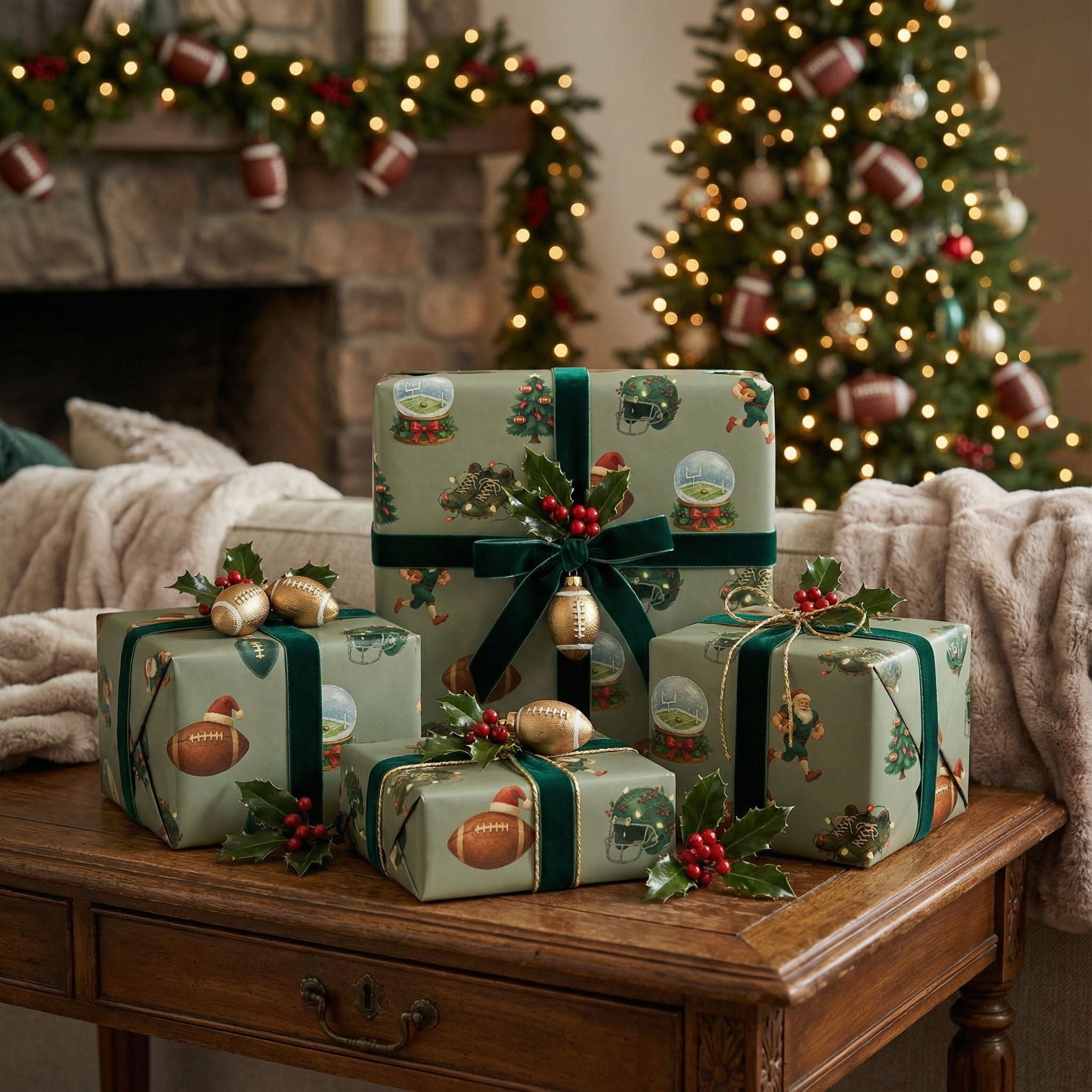Christmas Football Fan Gift Wrap - Festive Sports Holiday Design - Photo 5