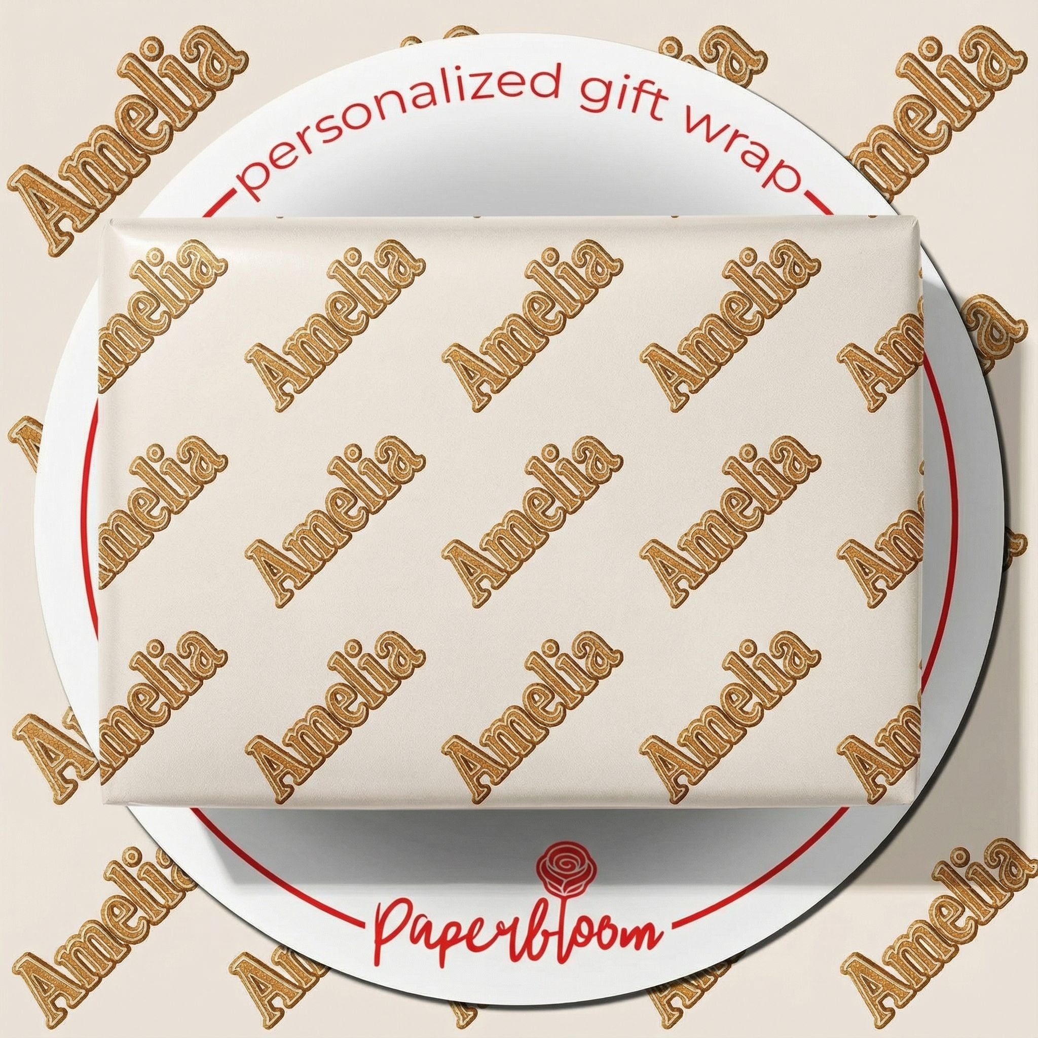 Gingerbread Script Christmas Wrap - Add Your Name Custom Design - Photo 1