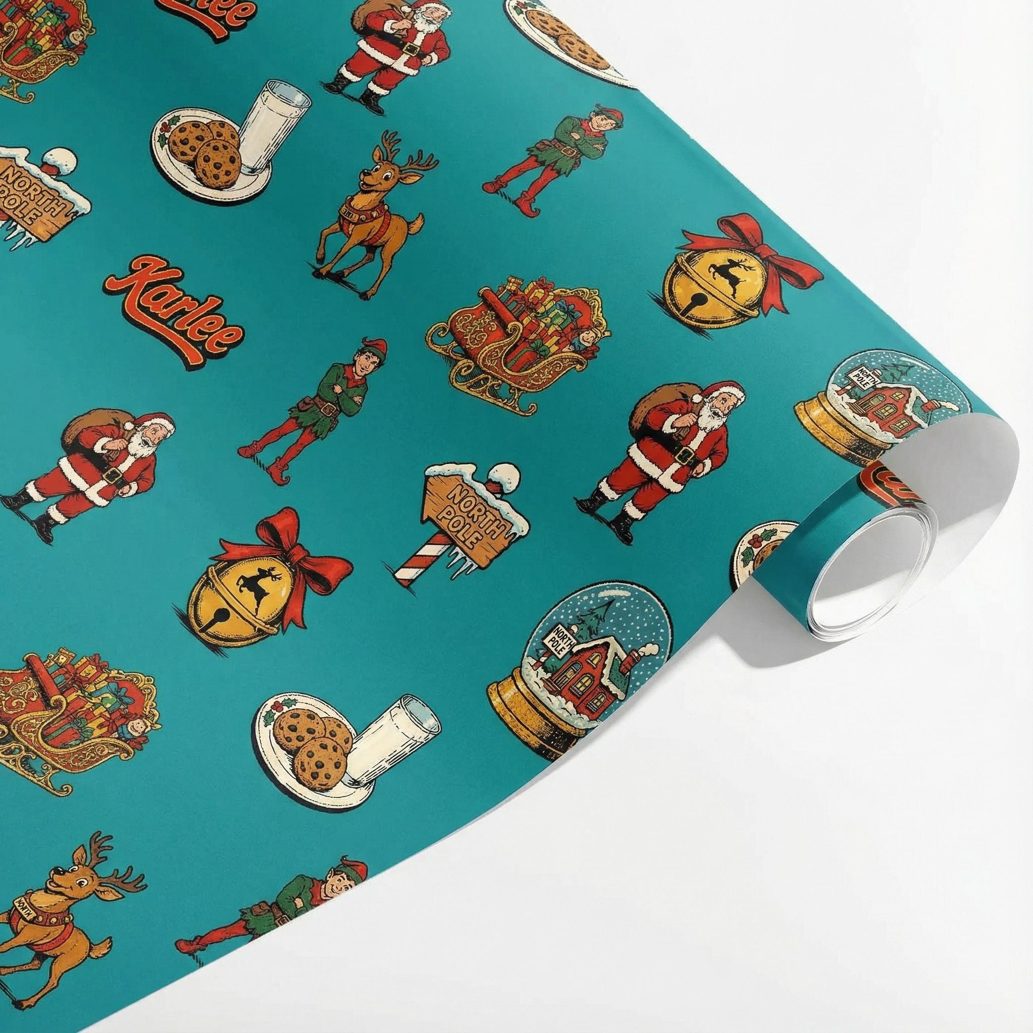 Vintage Yuletide Gift Wrap - Classic Saint Nick & Elf Pattern Custom - Photo 3