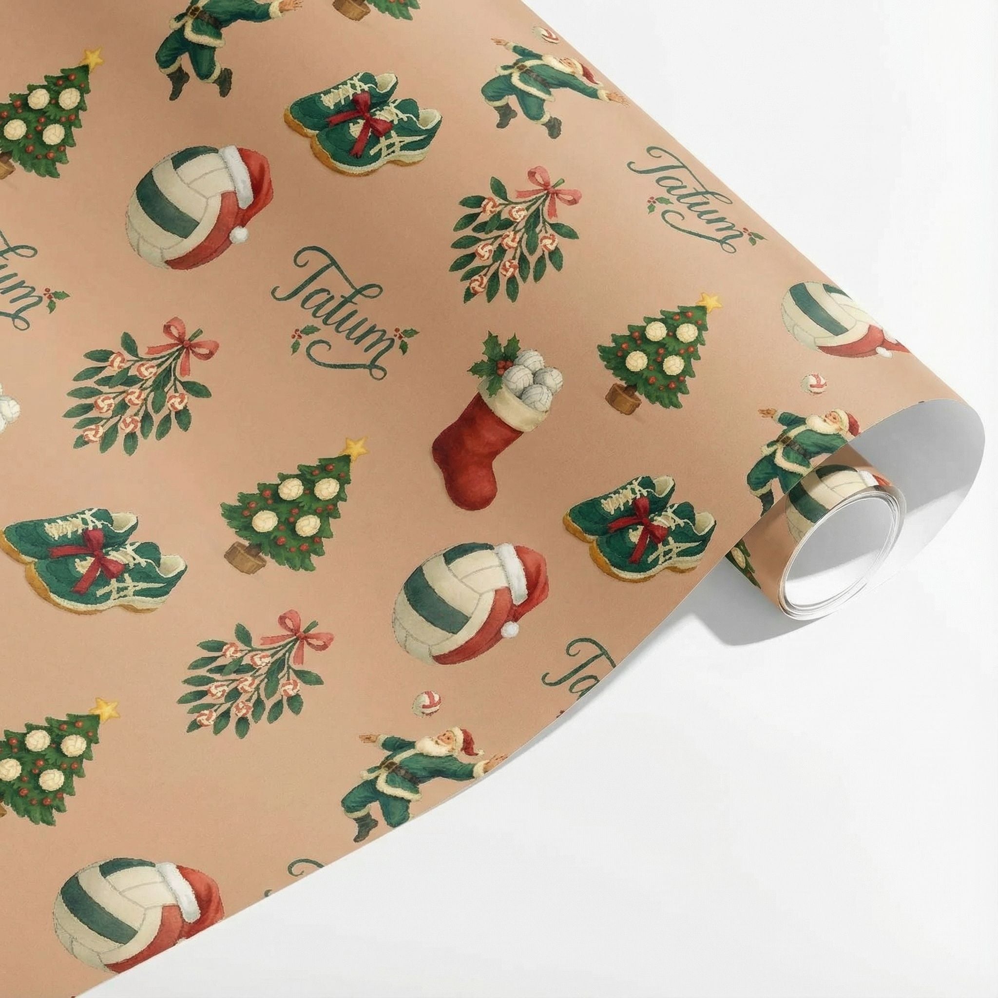 Festive Santa Spikes Volleyball Gift Wrap - Custom Christmas Celebration - Photo 3