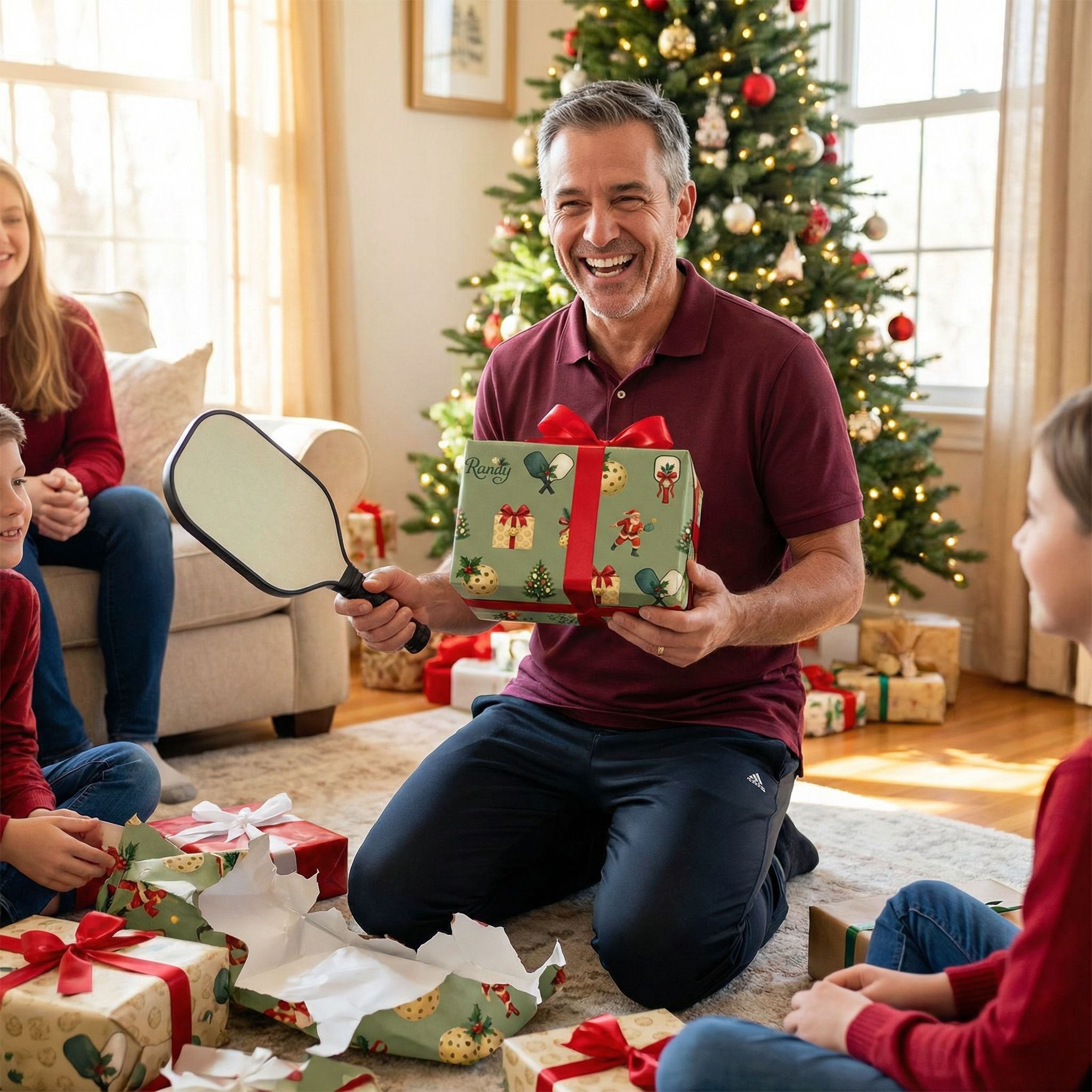 Personalizable Pickleball Christmas Gift Wrap - Nostalgic Holiday Sport - Photo 3