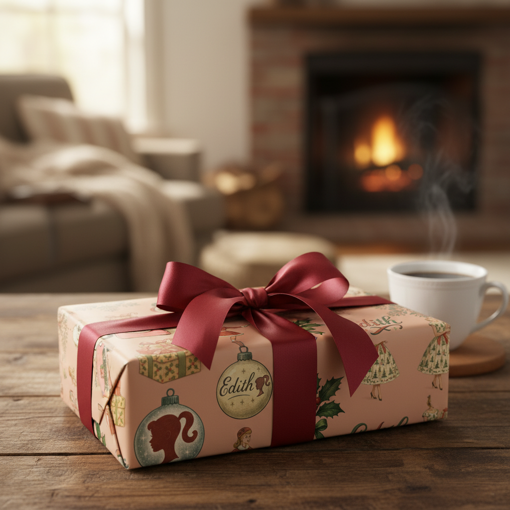 Barbie Christmas Wrapping Paper - Vintage Holiday Glam Design - Pink Retro Style - Photo 3