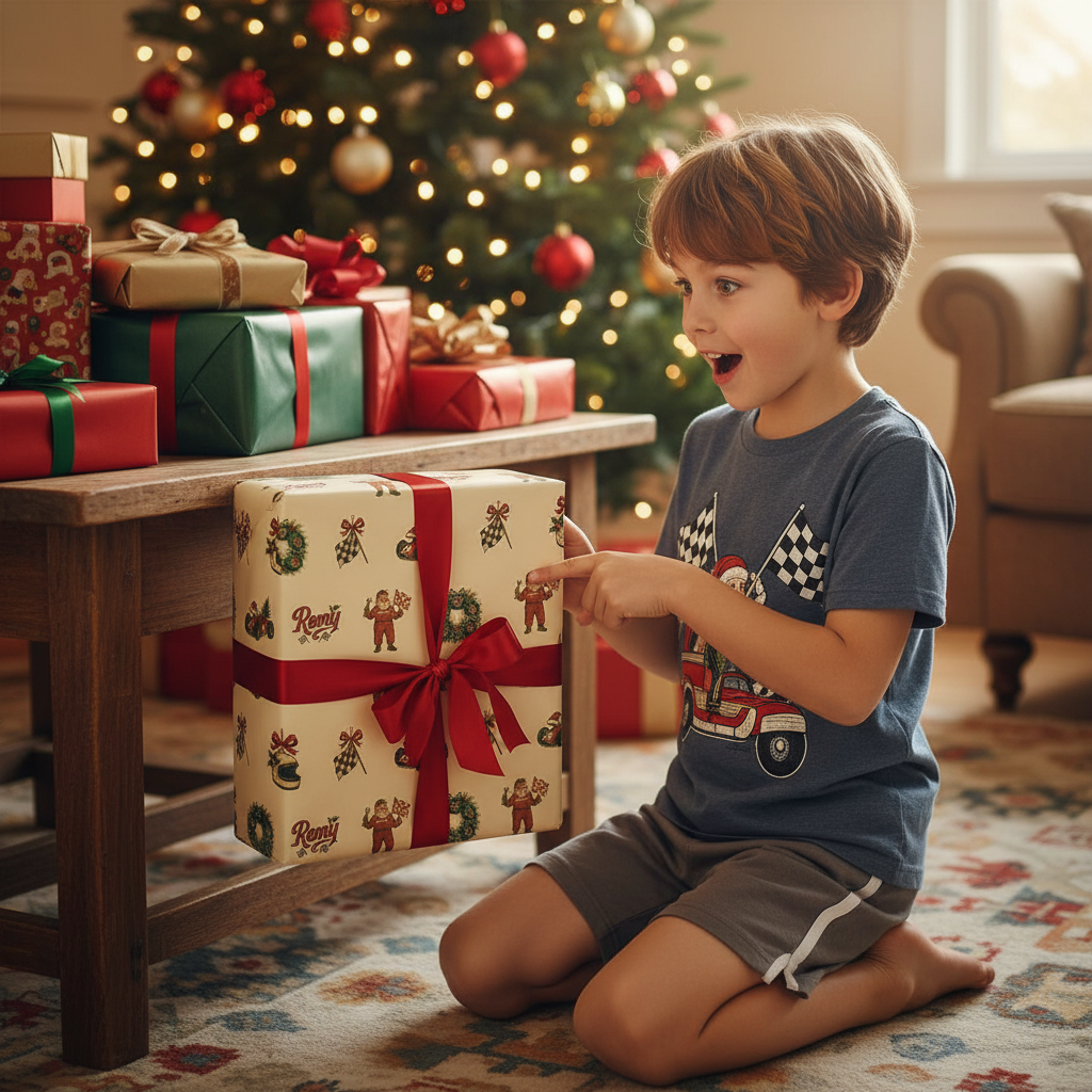 Holiday Race Car Gift Wrap - Classic Christmas Motorsport Style - Photo 3