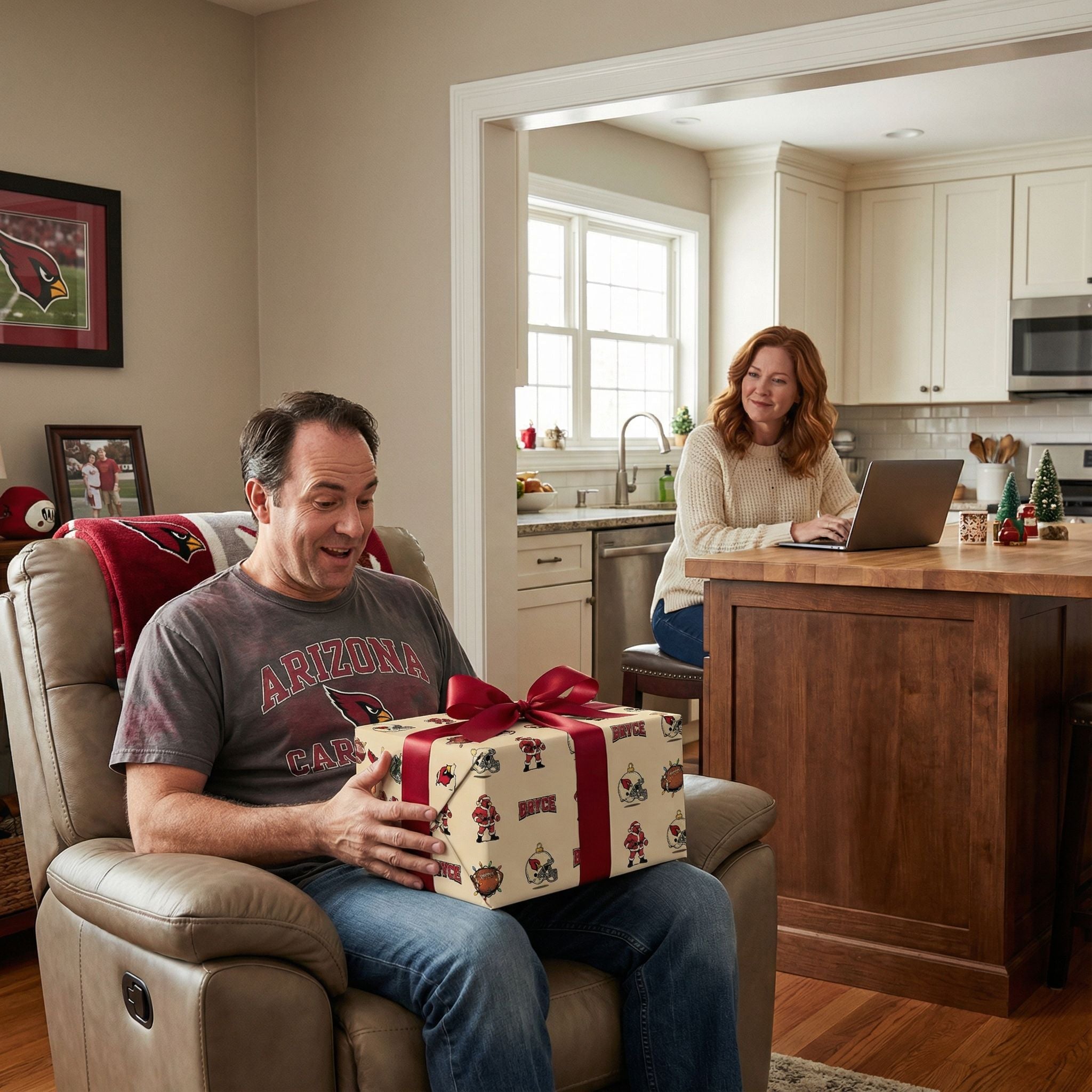 Christmas Gridiron Wrap - Retro Bird Mascot Football Design - Photo 3