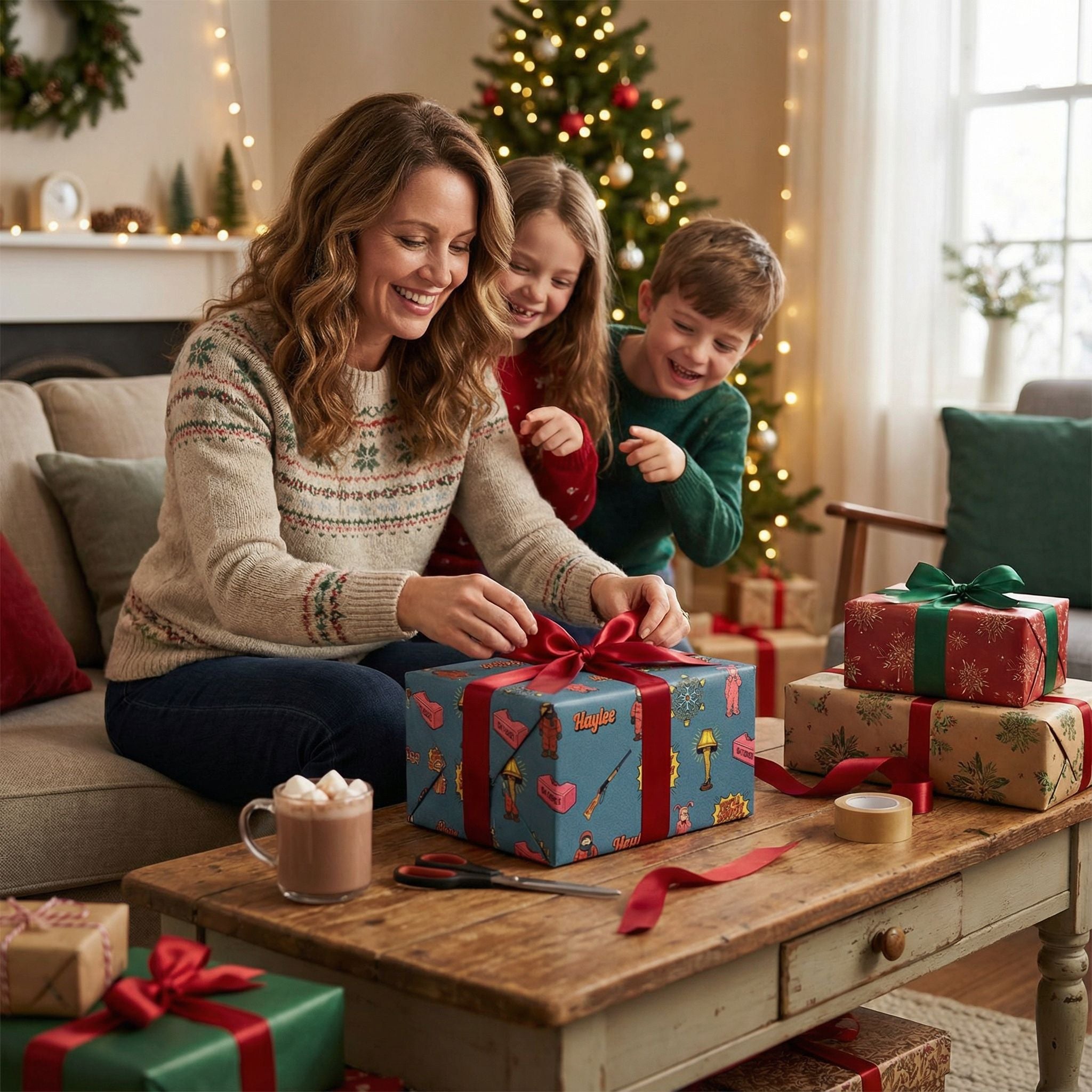 Custom Christmas Gift Paper - Vintage Comic Style Festive Delights - Photo 3