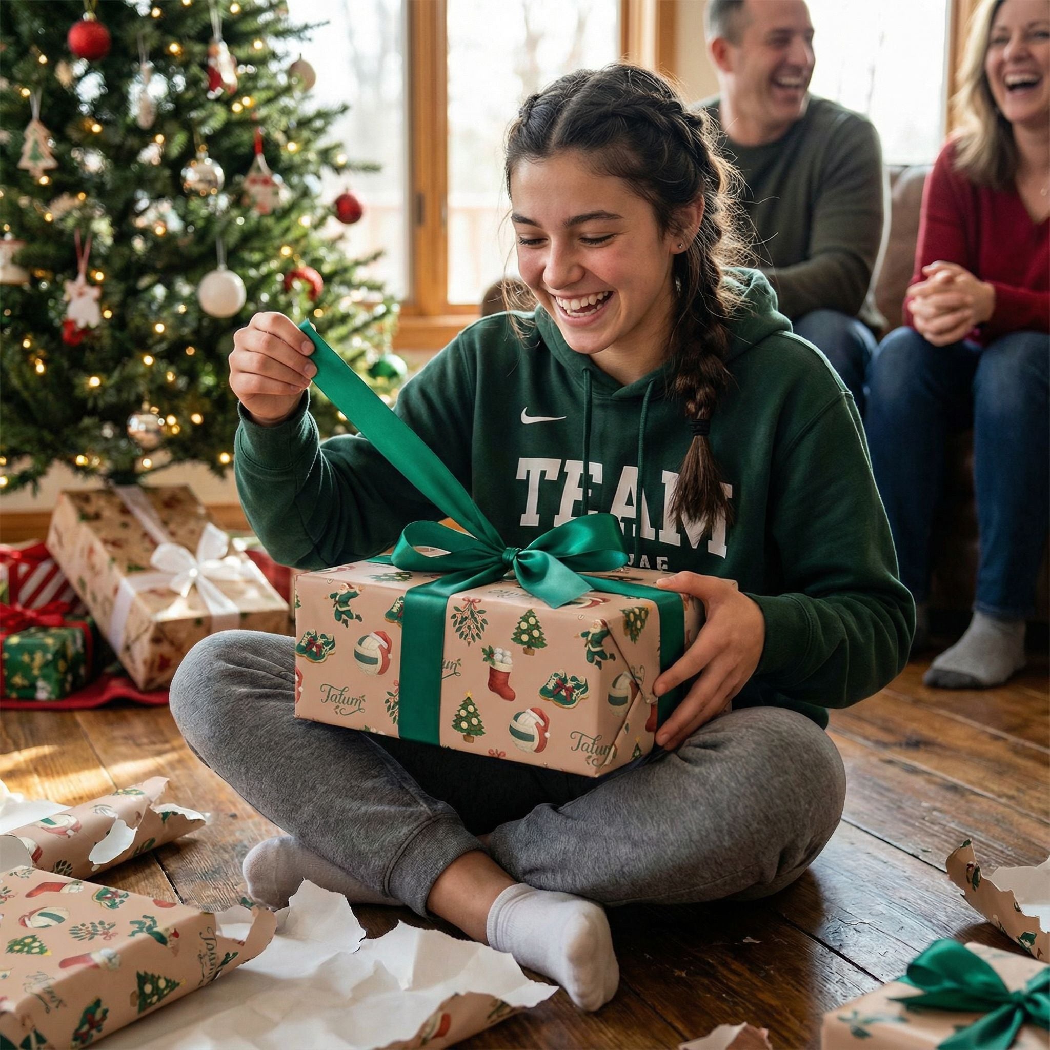 Festive Santa Spikes Volleyball Gift Wrap - Custom Christmas Celebration - Photo 4