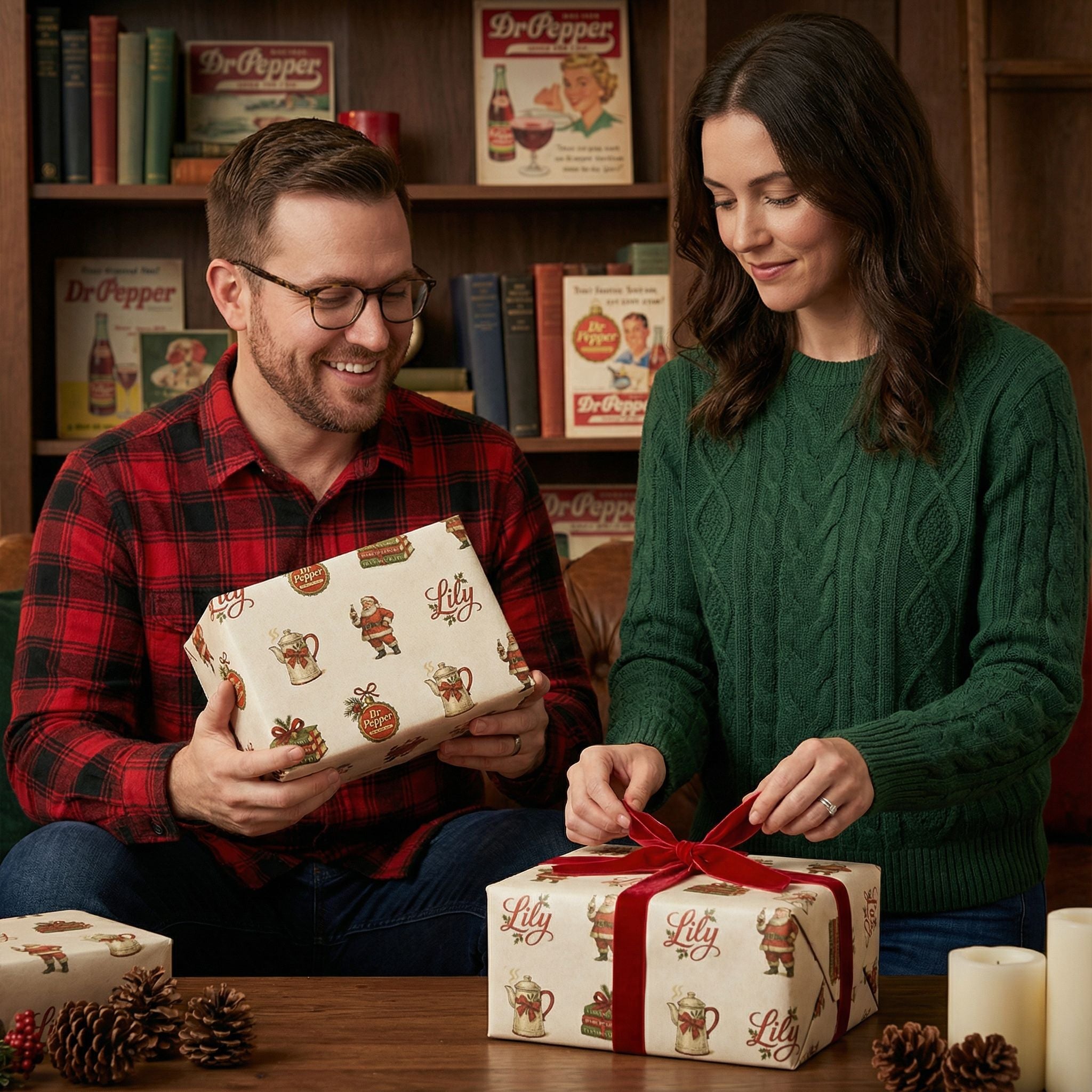 Dr Pepper Christmas Wrapping Paper - Vintage Santa & Holly Style - Photo 6