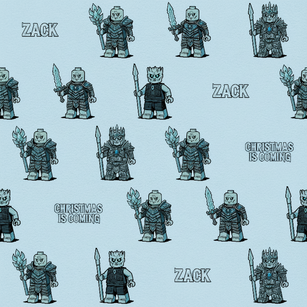 White Walker Gift Wrap - GoT Lego Fan Edition Retro Art Design - Photo 2