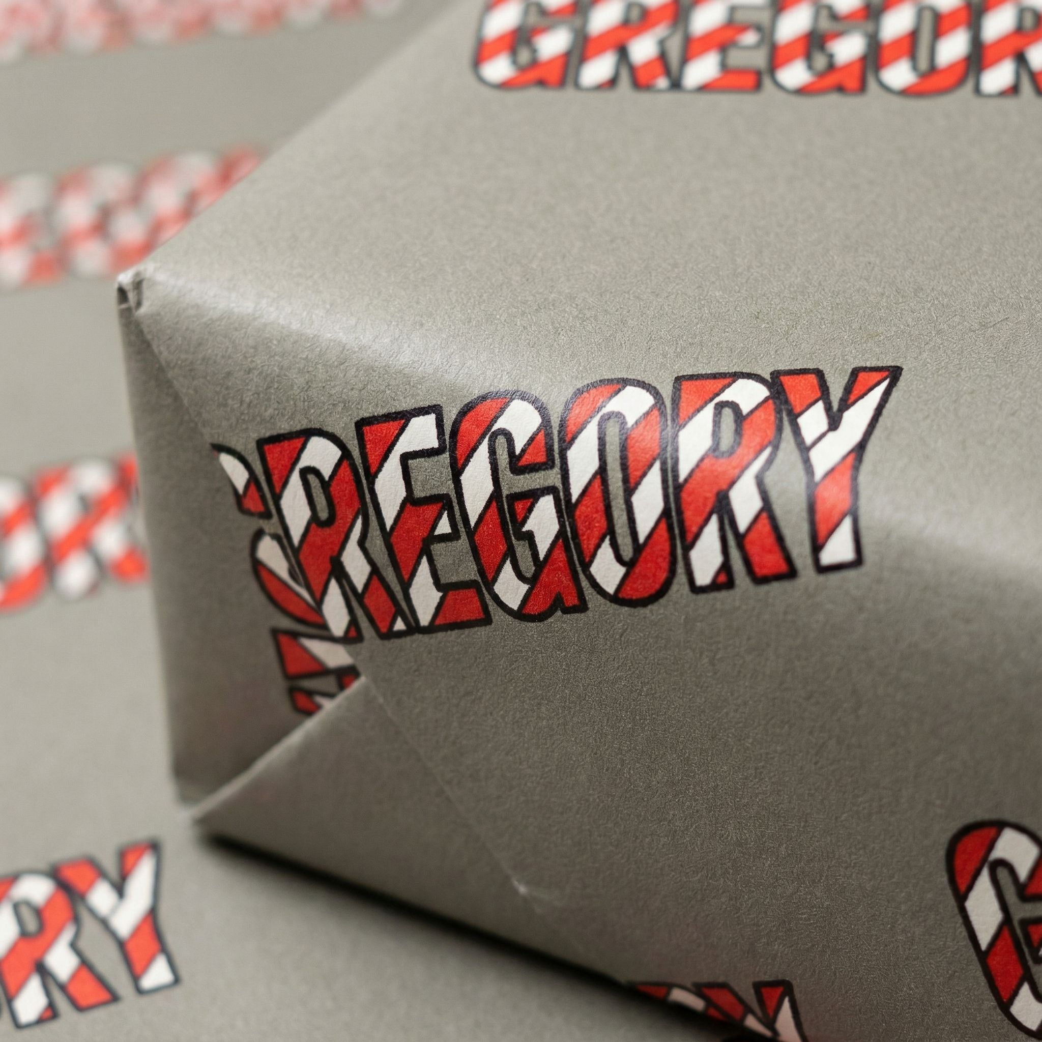 Personalizable Christmas Wrapping Paper - Bold Striped Name Design - Photo 6