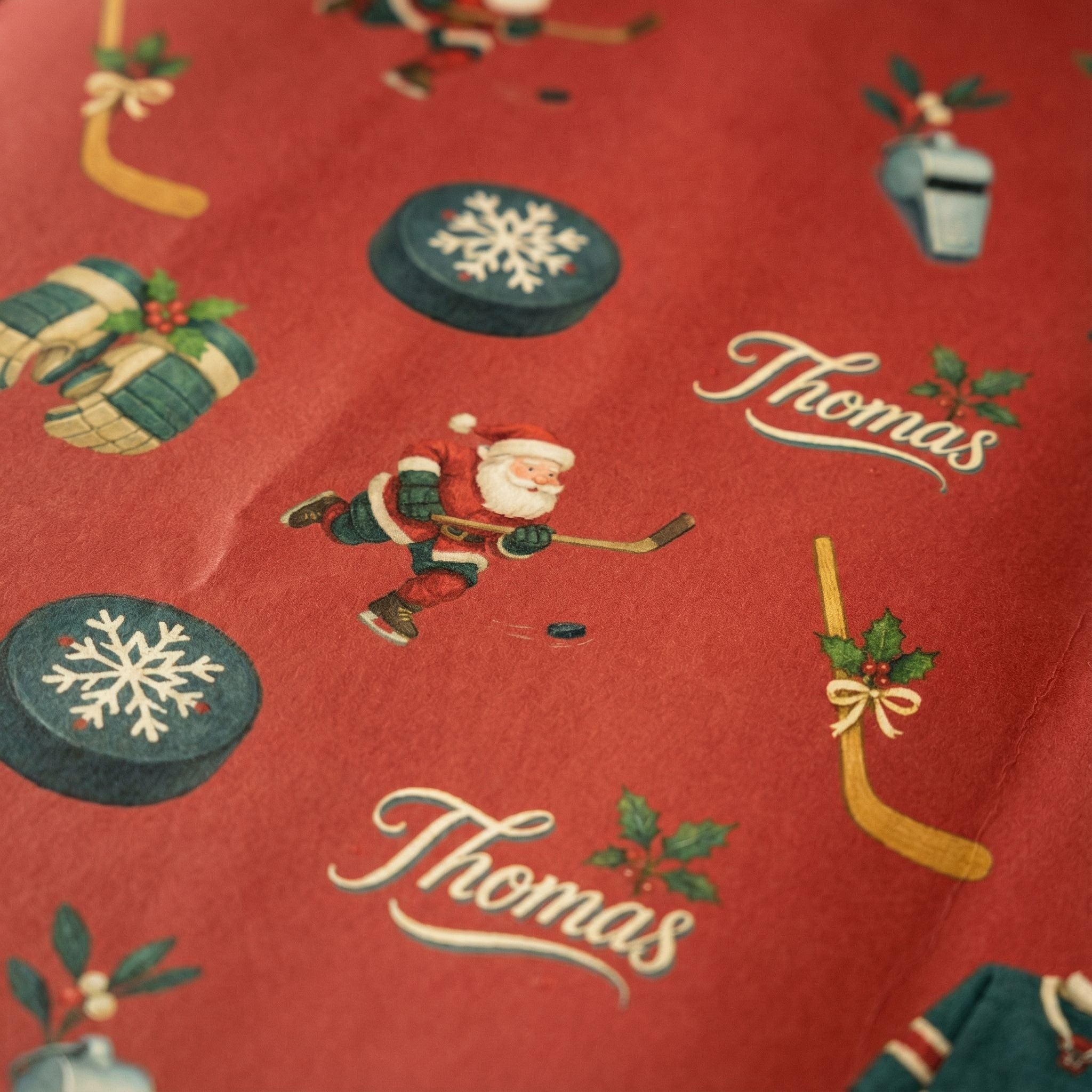 Vintage Hockey Christmas Wrapping Paper - Custom Sports Holiday Design - Photo 4
